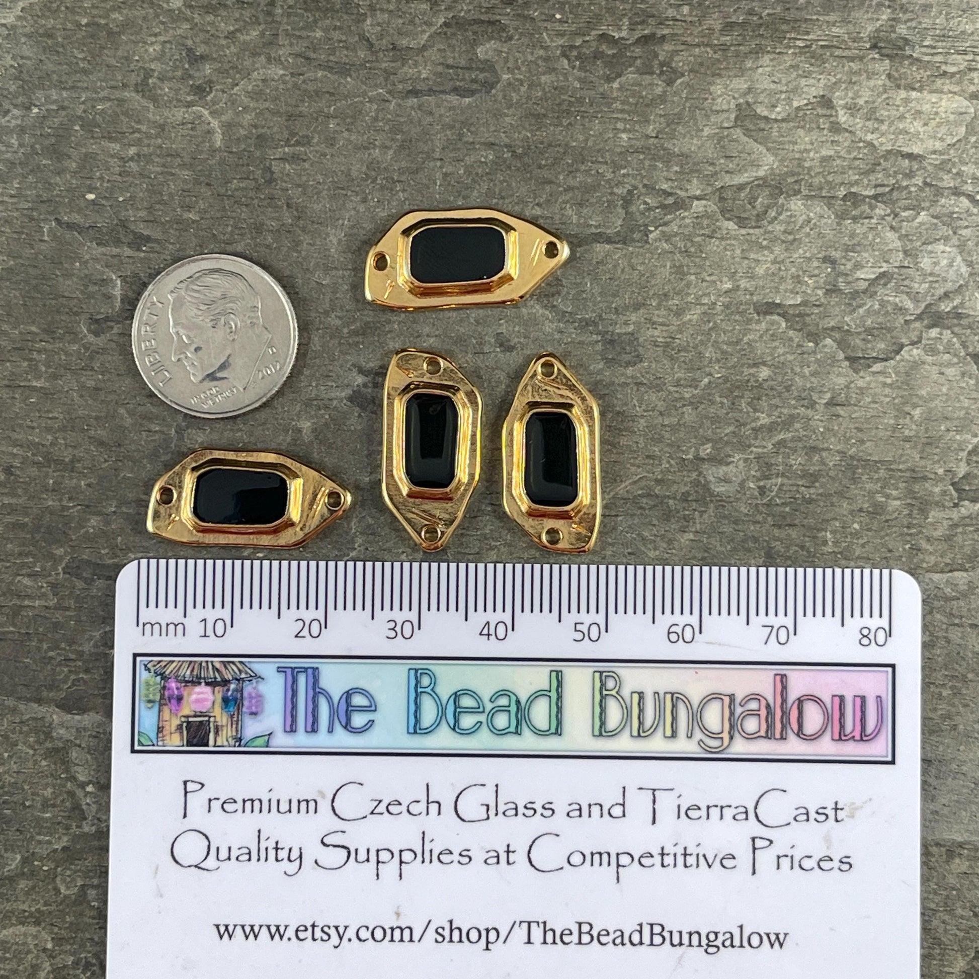 24k Gold Plated Link with Black Enamel Inlay (PF/15296-13-0565) * Qty. 2