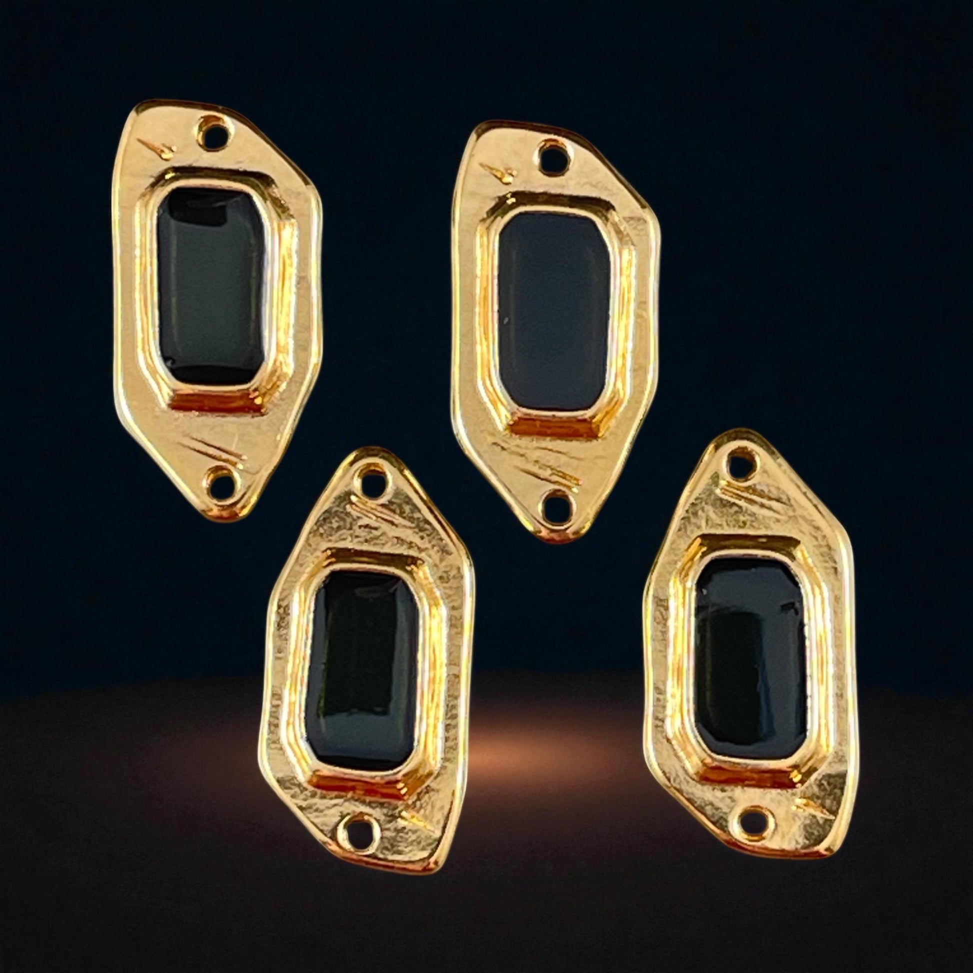 24k Gold Plated Link with Black Enamel Inlay (PF/15296-13-0565) * Qty. 2