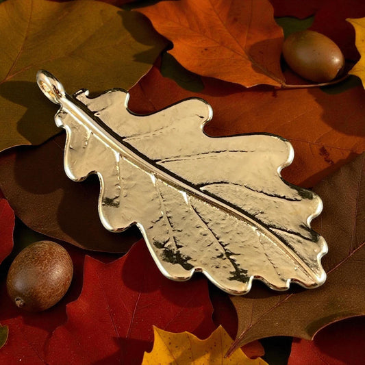 Large Oak Leaf Pendant, 24k Gold Plated Leaf Pendant with Loop for Leather or Cord (PF/15272-12) * Qty. 1