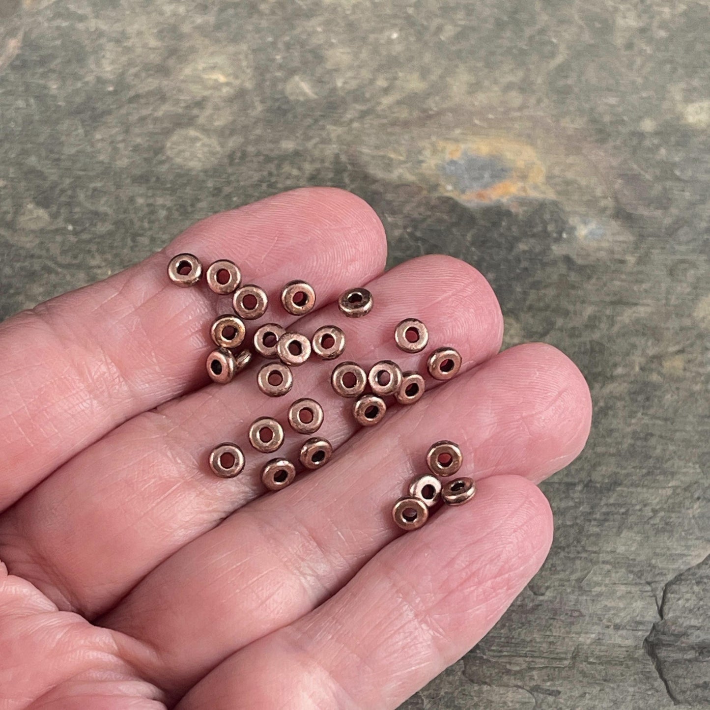 TierraCast 4mm Heishi Rondelle, Small Antiqued Copper Spacer Bead (PF/401-87) * Qty. 50