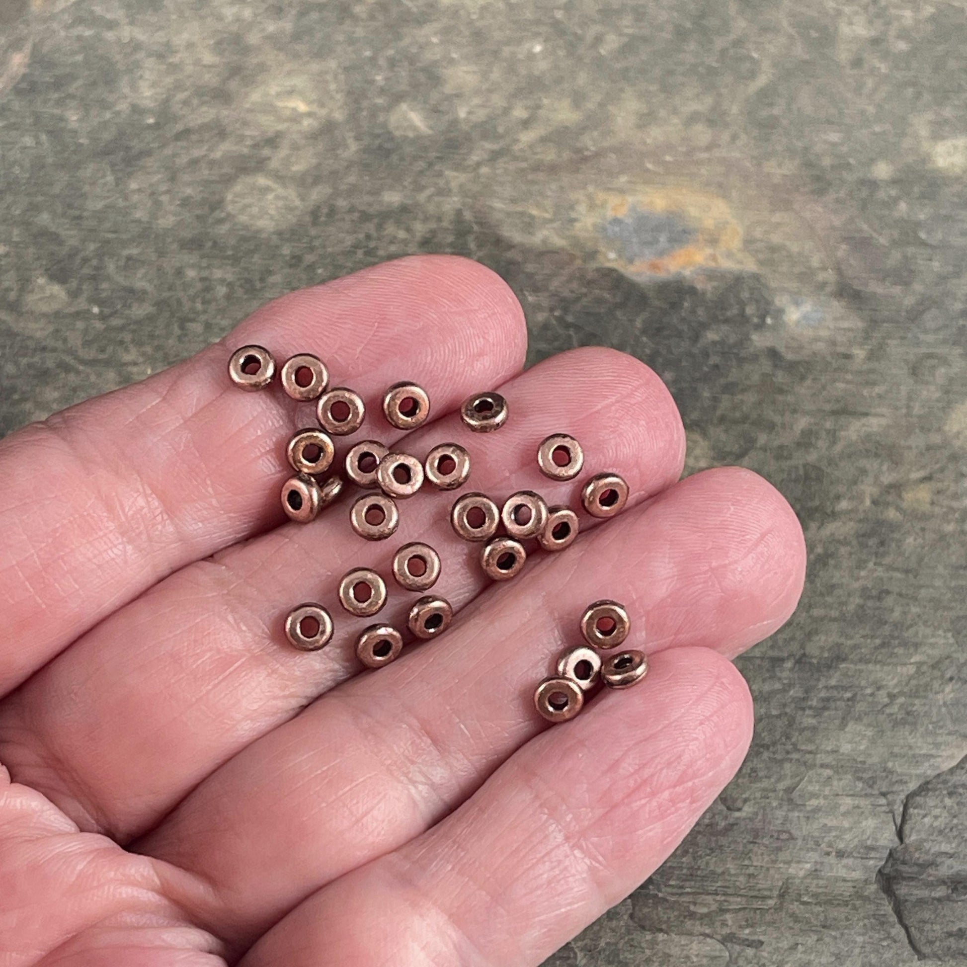 TierraCast 4mm Heishi Rondelle, Small Antiqued Copper Spacer Bead (PF/401-87) * Qty. 50