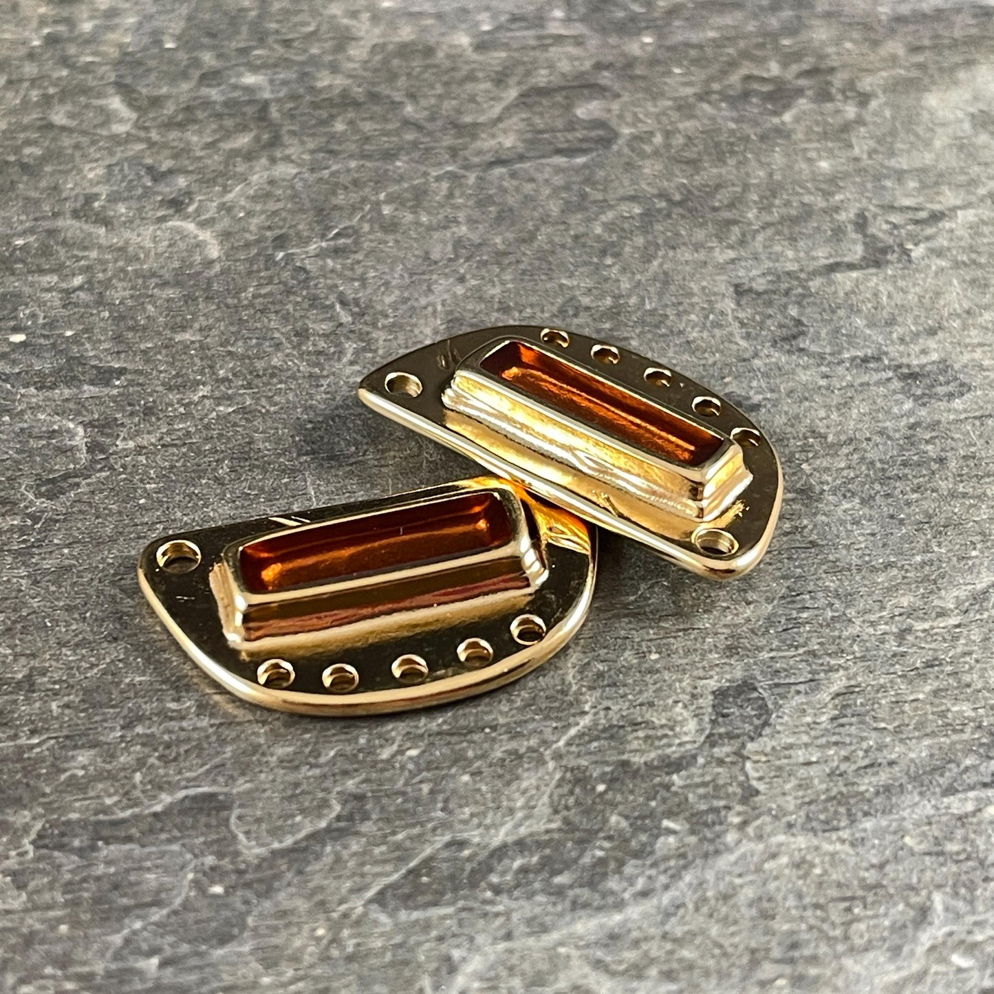 Gold and Topaz Chandelier Pendant, 24k Gold Plated Connector with Topaz Inlay (PF/15295-13-0552) * Qty. 1