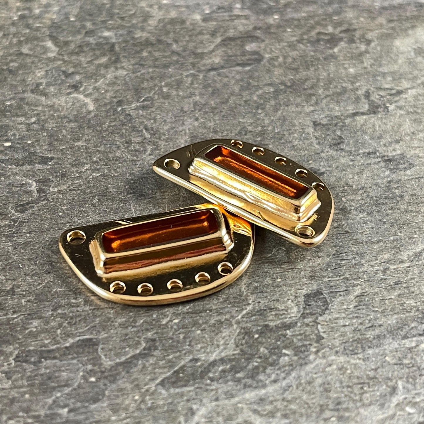Gold and Topaz Chandelier Pendant, 24k Gold Plated Connector with Topaz Inlay (PF/15295-13-0552) * Qty. 1