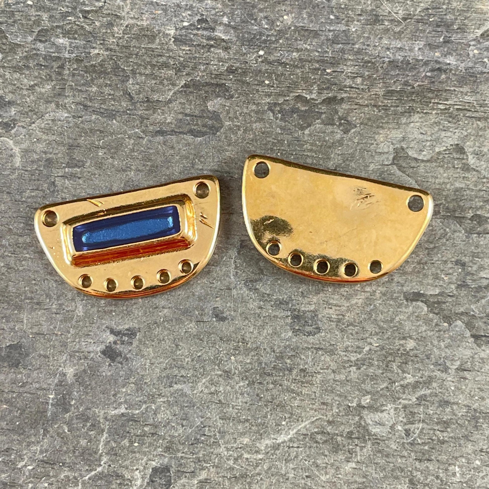 Pacific Blue and Gold Chandelier Pendant, 24k Gold Plated Connector with Pacific Blue Enamel Inlay (PF/15295-13-0538) * Qty. 1