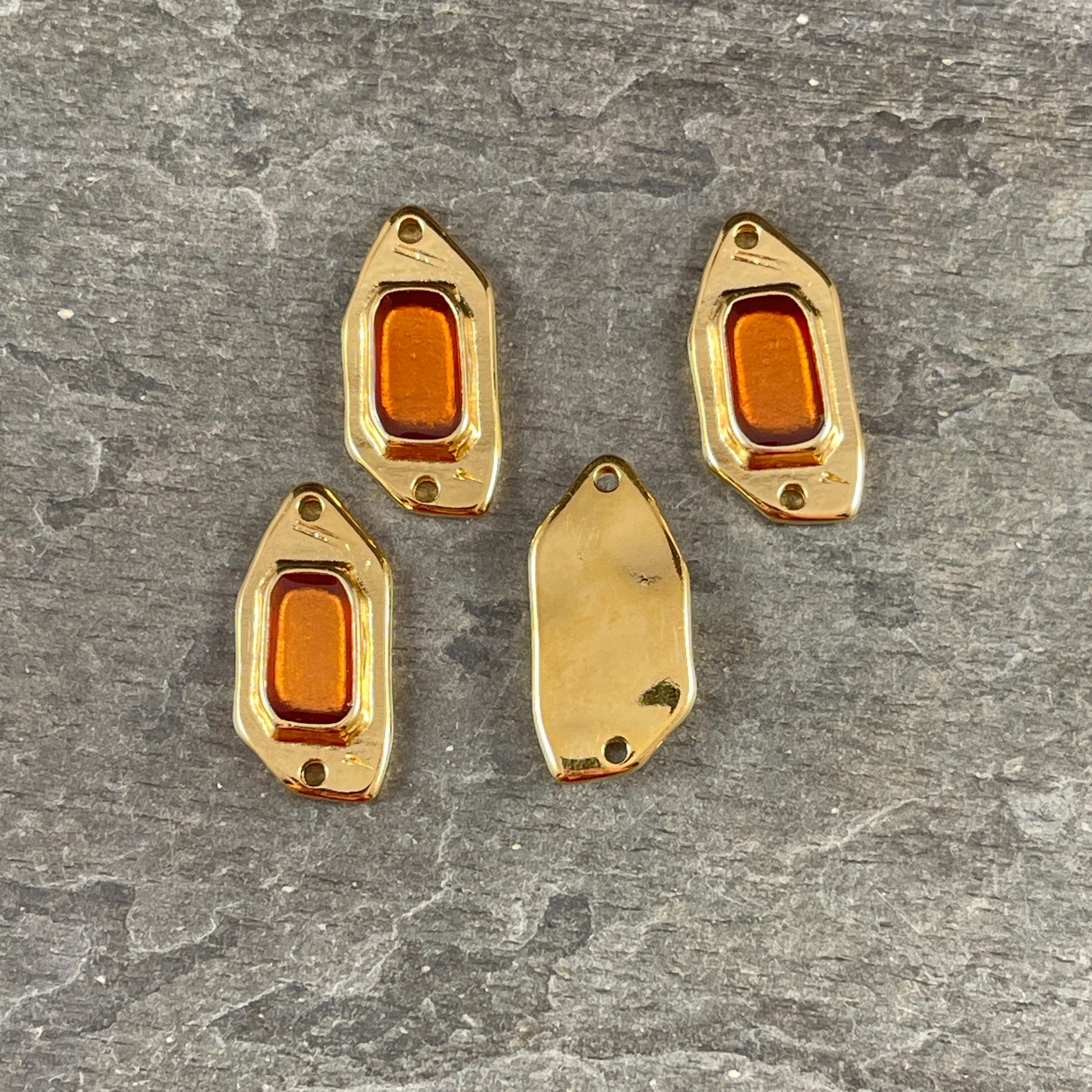 24k Gold Plated Link with Topaz Enamel Inlay (PF/15296-13-0552) * Qty. 2