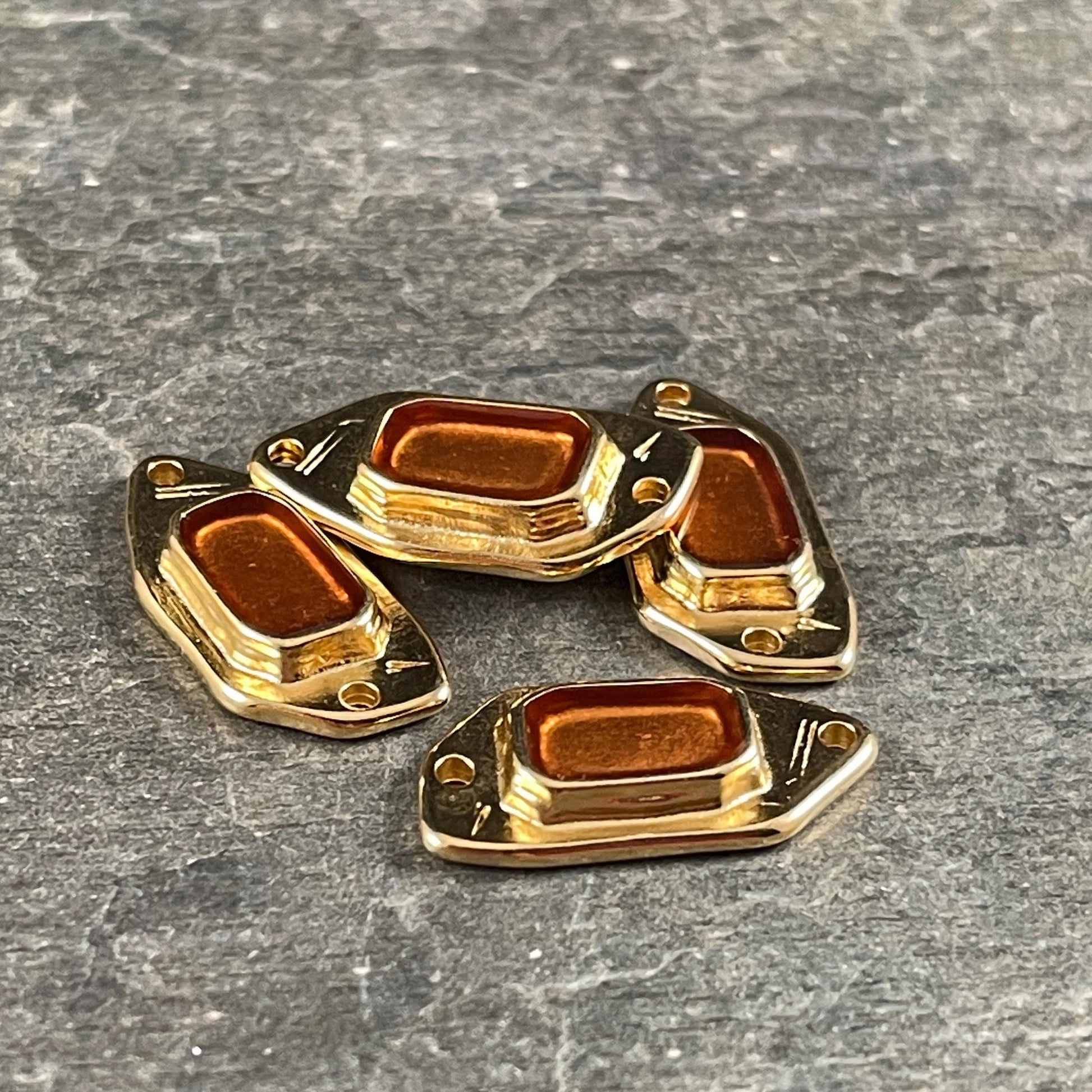 24k Gold Plated Link with Topaz Enamel Inlay (PF/15296-13-0552) * Qty. 2