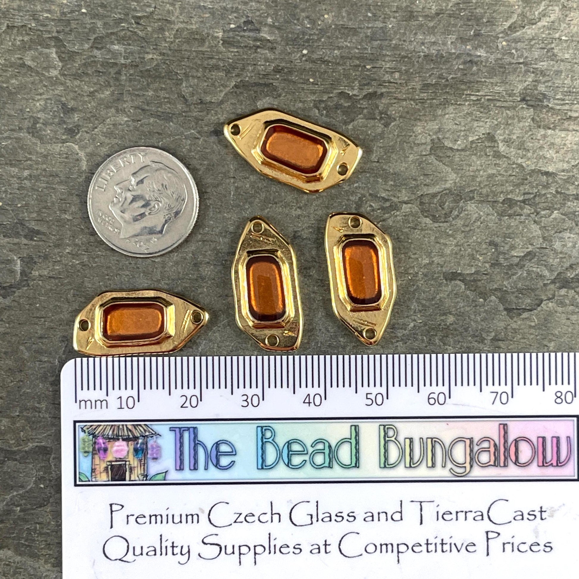 24k Gold Plated Link with Topaz Enamel Inlay (PF/15296-13-0552) * Qty. 2