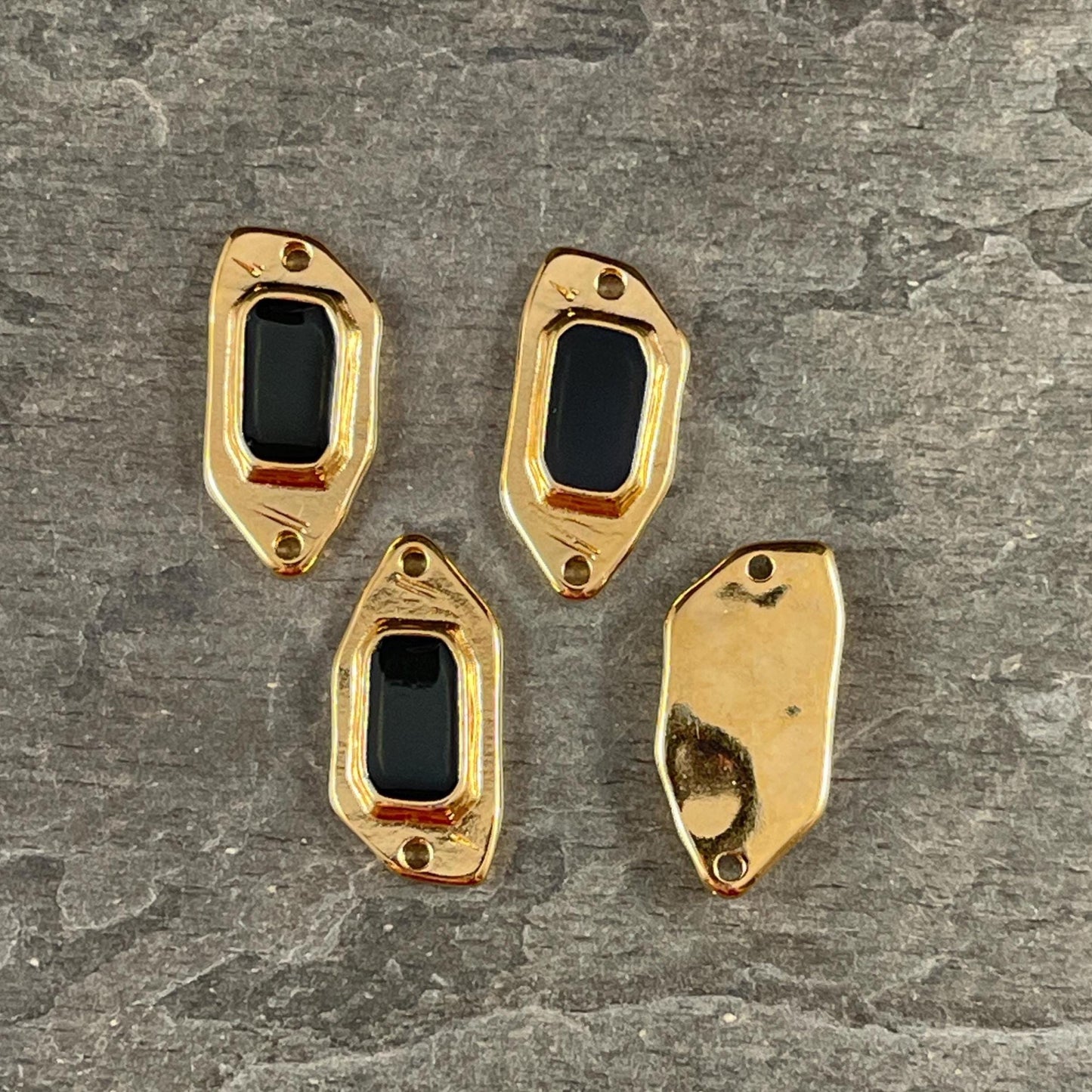 24k Gold Plated Link with Black Enamel Inlay (PF/15296-13-0565) * Qty. 2