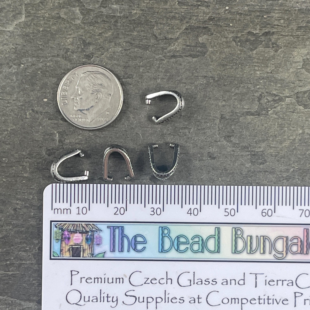 TierraCast 10mm Royal Pinch Bail, Antiqued Pewter (PF/874-04) * Qty. 4