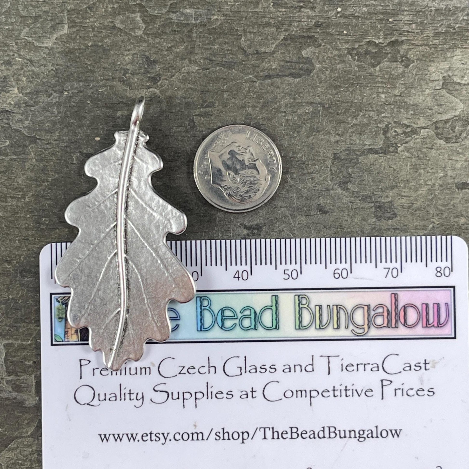 Large Oak Leaf Pendant, Antiqued Silver Leaf Pendant with Loop for Leather or Cord (PF/15272-77) * Qty. 1