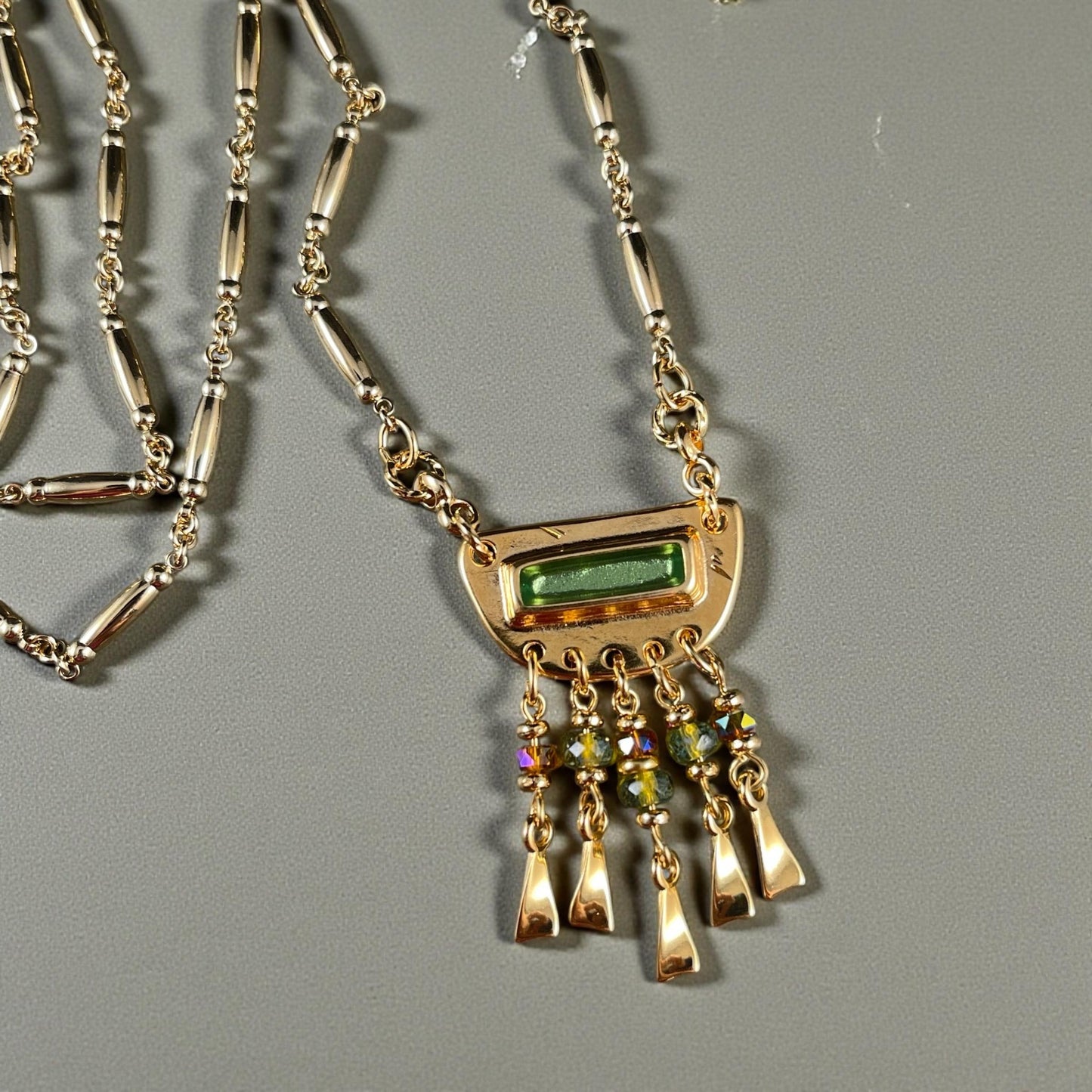 24k Gold Plated Connector with Peridot Enamel Inlay, Half Circle Chandelier (PF/15295-13-0556) * Qty. 1