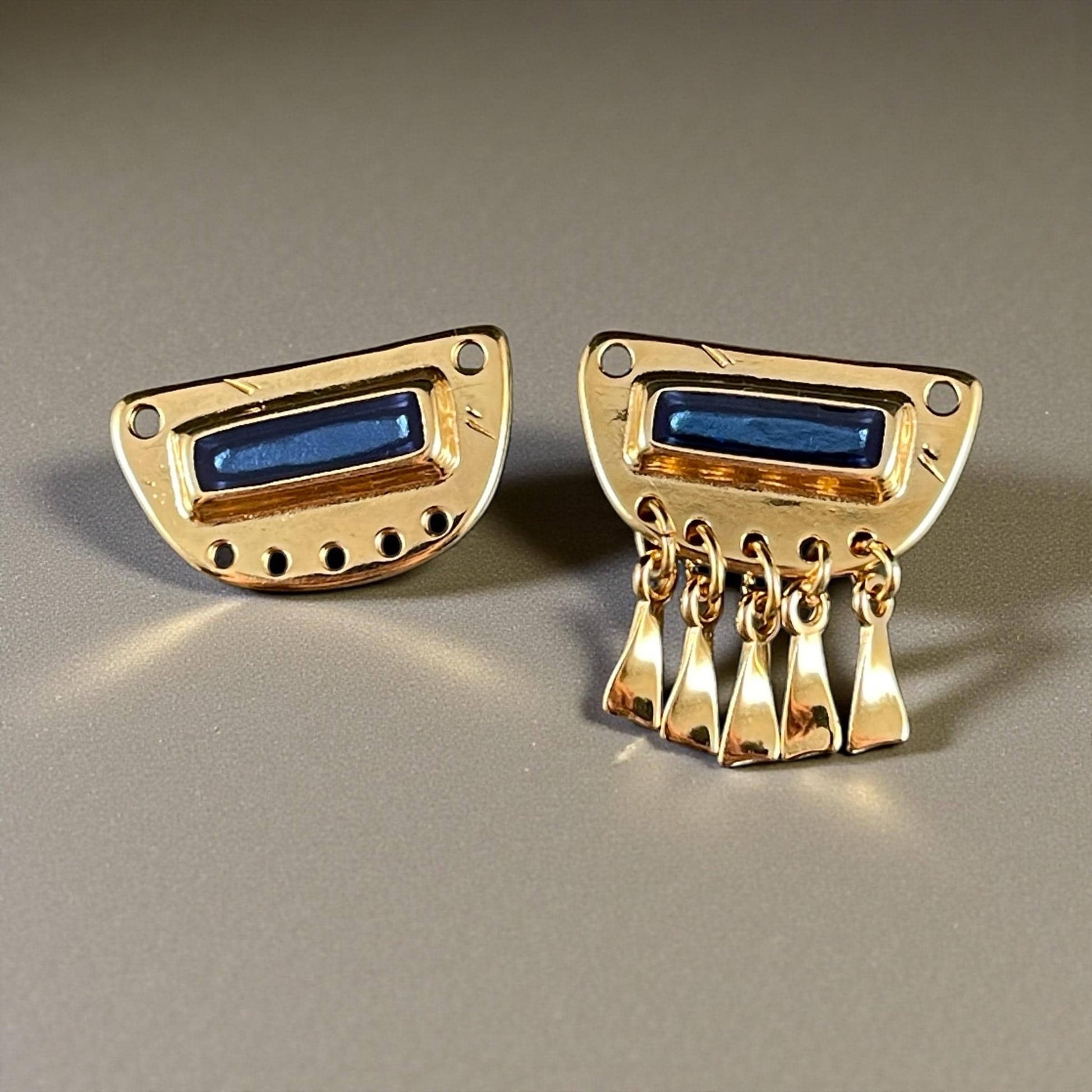 Pacific Blue and Gold Chandelier Pendant, 24k Gold Plated Connector with Pacific Blue Enamel Inlay (PF/15295-13-0538) * Qty. 1