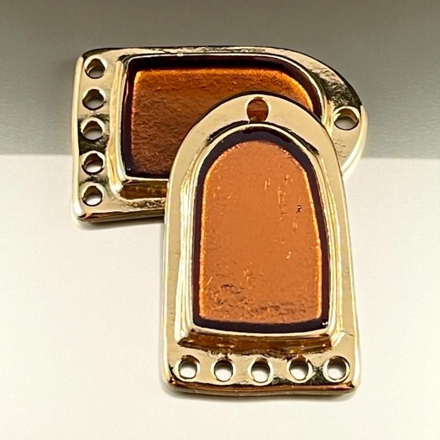 24k Gold Plated Connector/Pendant/Charm with Topaz Enamel Inlay, Nickel Free Geometric Pendant (PF/15294-13-0552) * Qty. 2