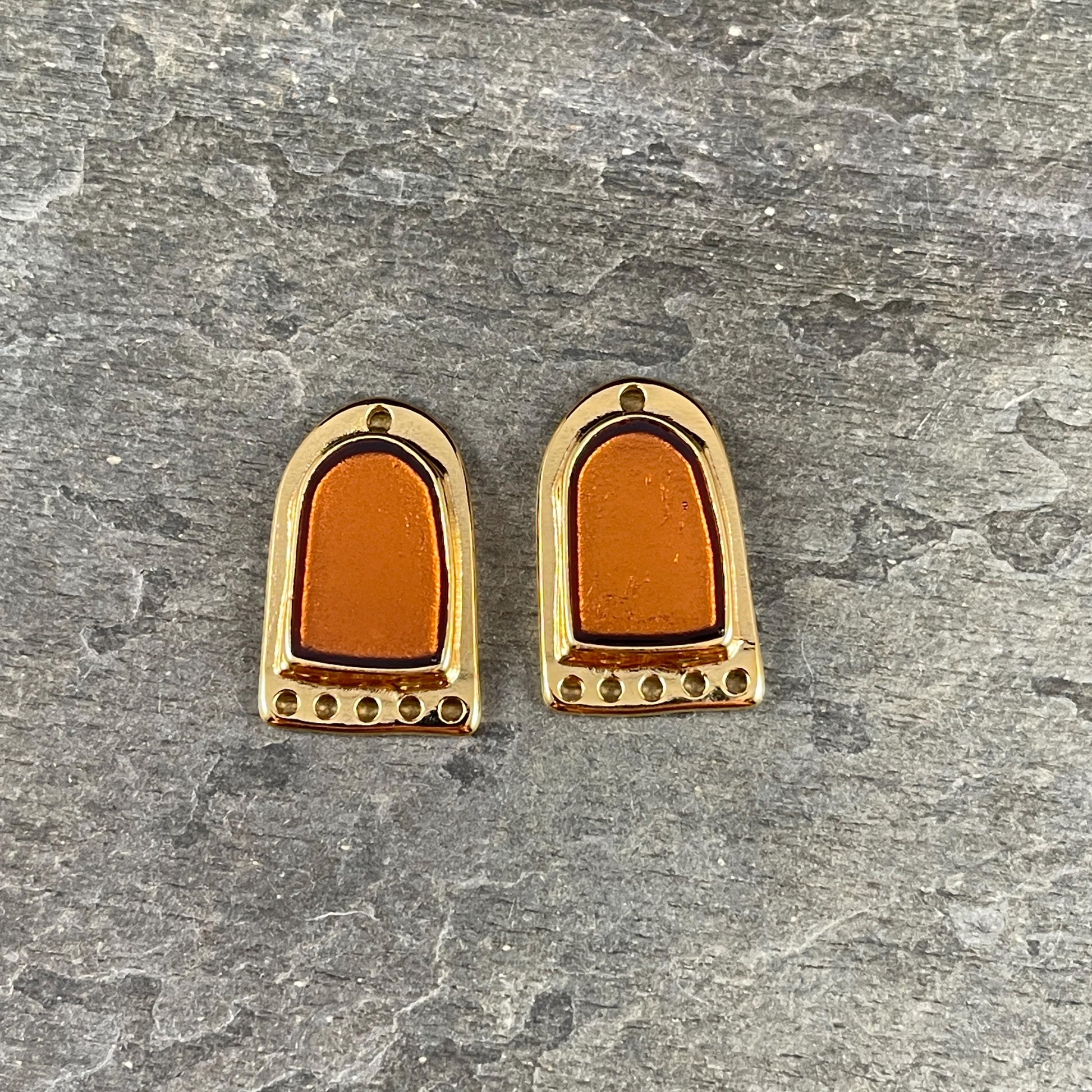 24k Gold Plated Connector/Pendant/Charm with Topaz Enamel Inlay, Nickel Free Geometric Pendant (PF/15294-13-0552) * Qty. 2