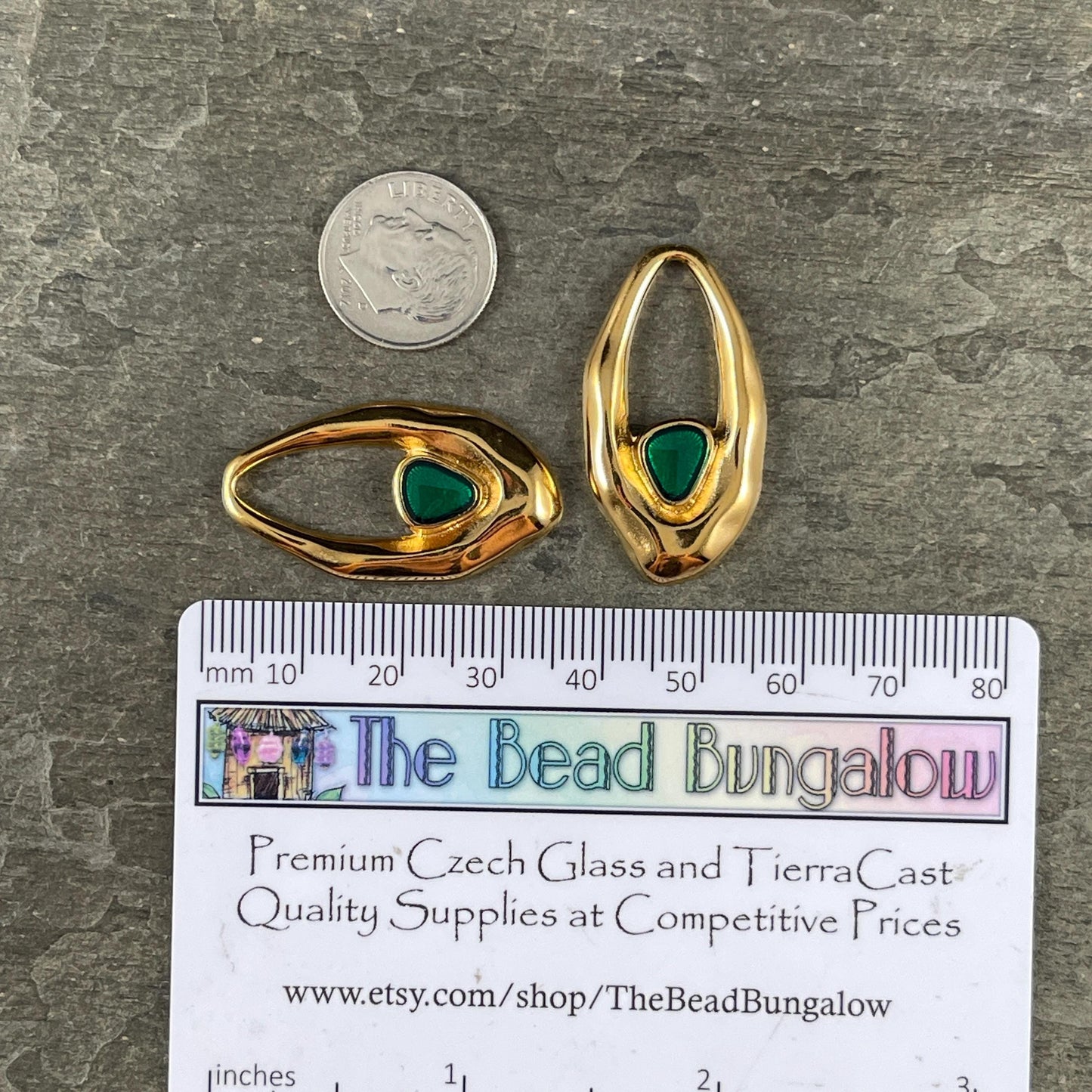 24k Gold Plated Oval Pendant with Emerald Green Enamel Accent (PF/15301-13-0545) * Qty. 2