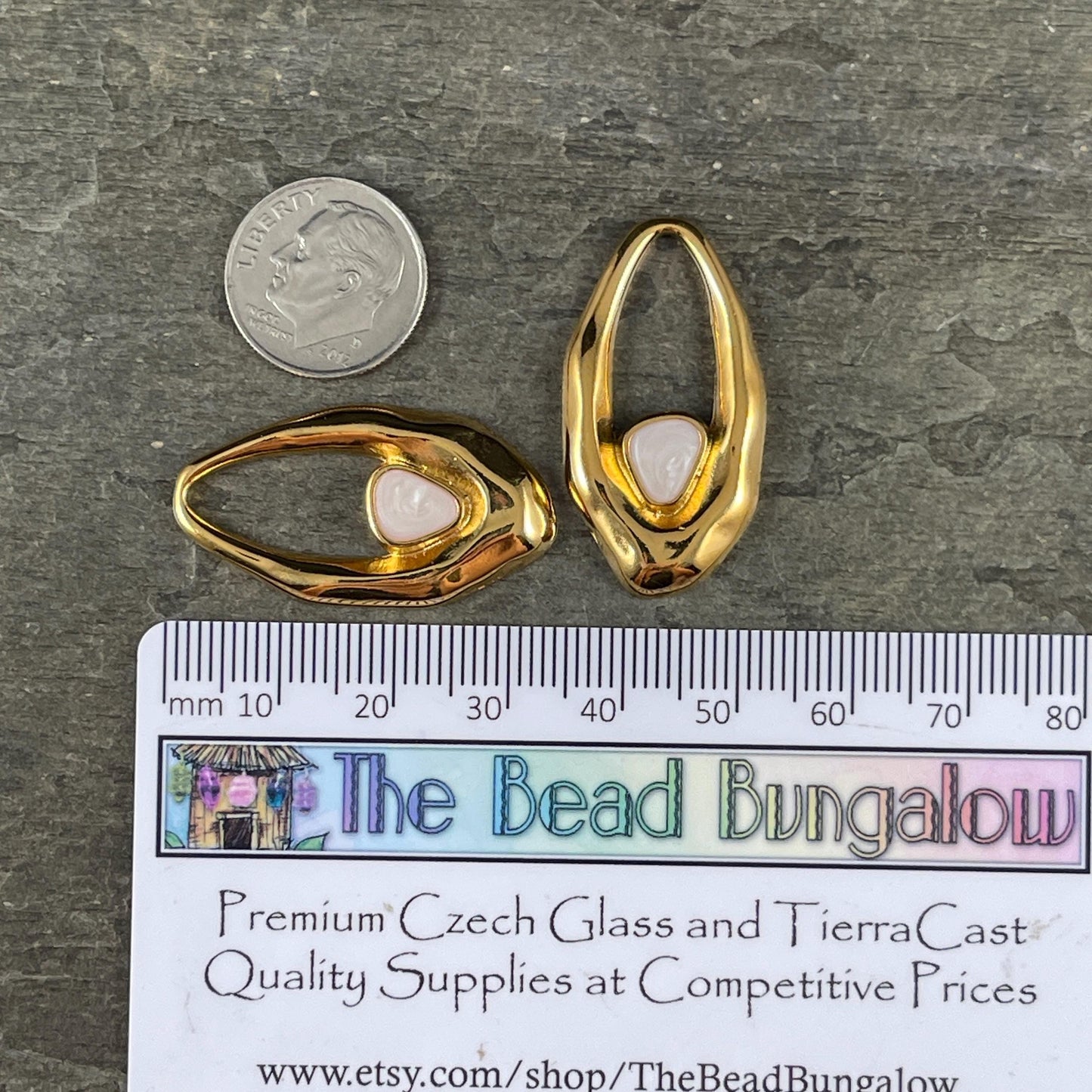 24k Gold Plated Oval Pendant with Pearl White Enamel Accent (PF/15301-13-0817) * Qty. 2