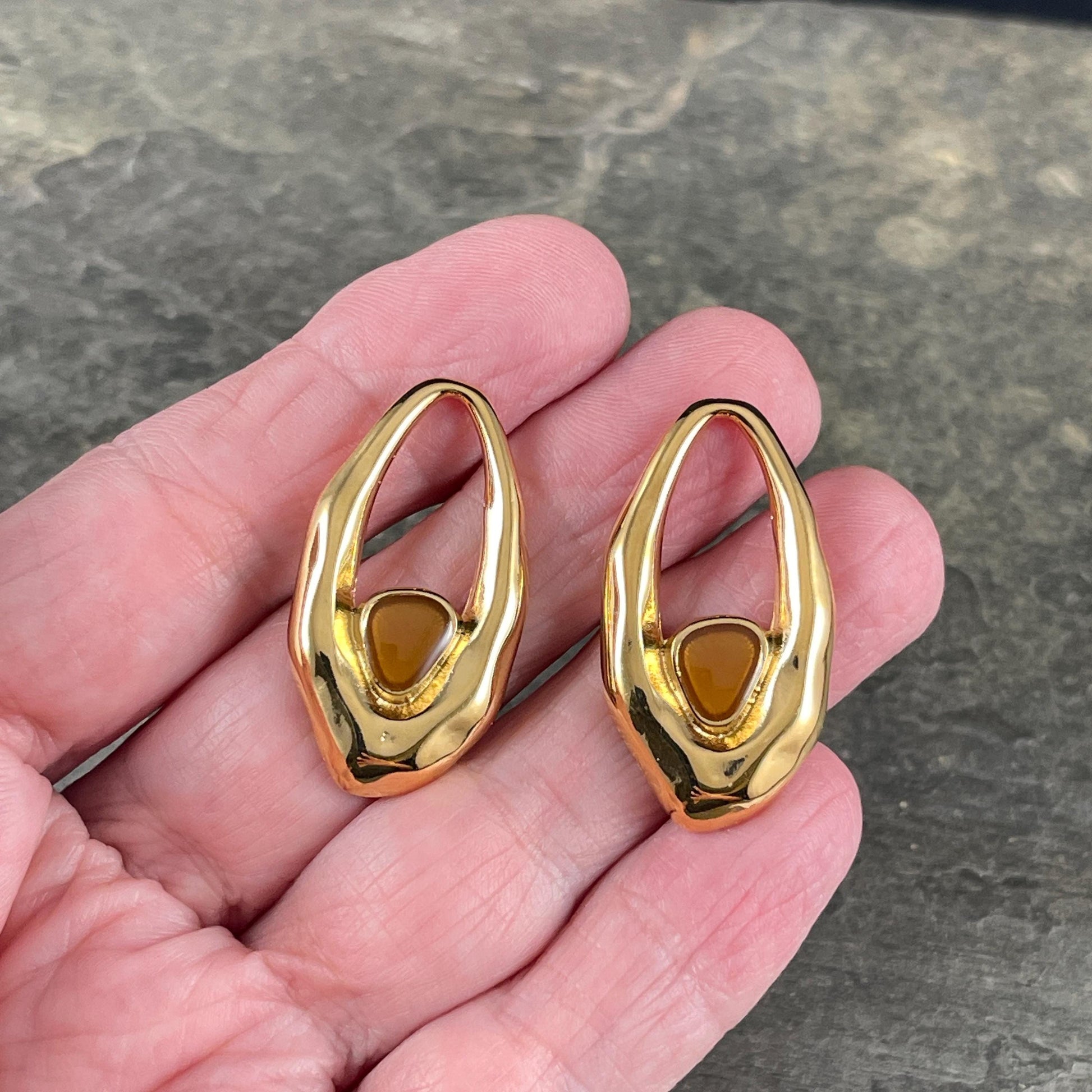 24k Gold Plated Oval Pendant with Topaz Enamel Accent (PF/15301-13-0563) * Qty. 2