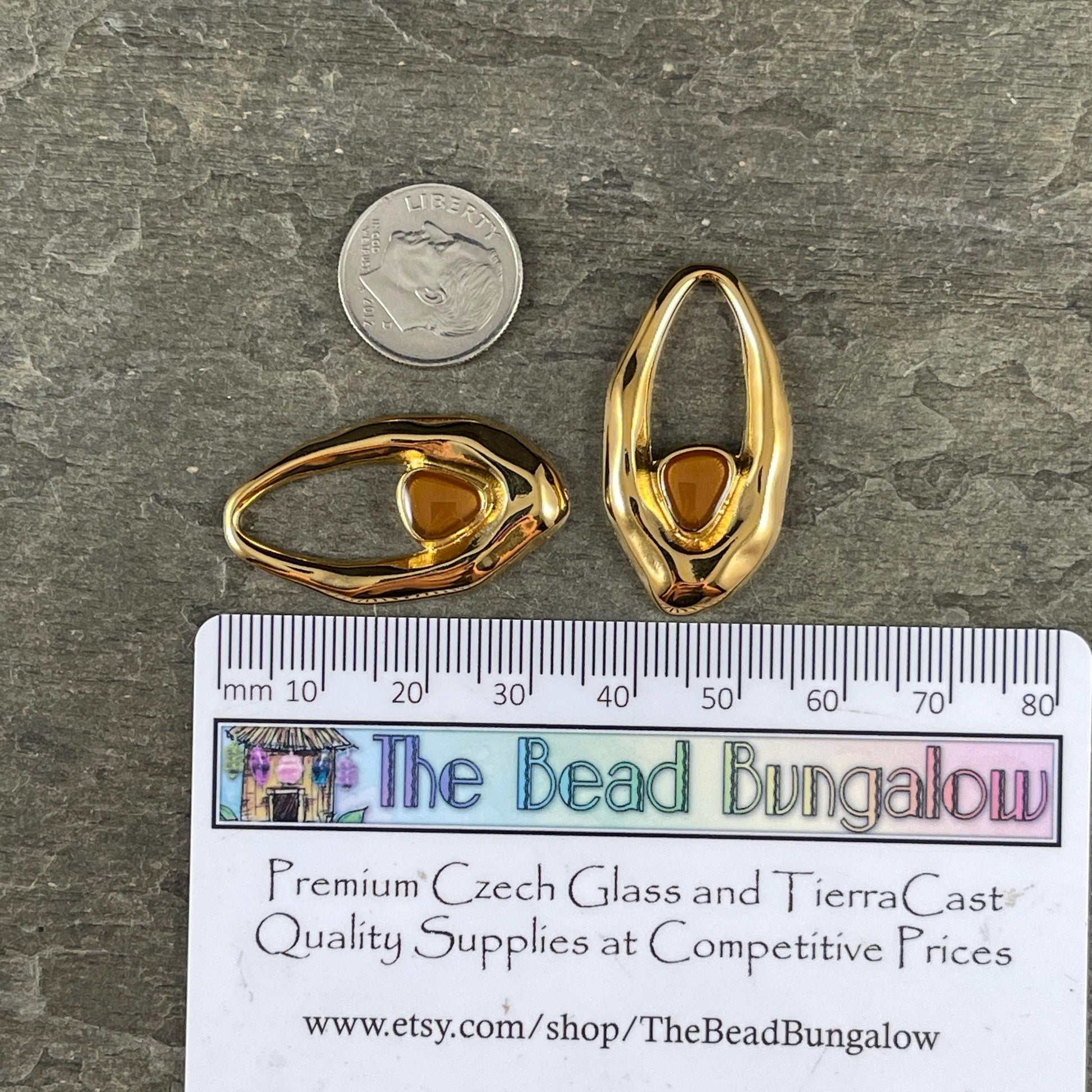 24k Gold Plated Oval Pendant with Topaz Enamel Accent (PF/15301-13-0563) * Qty. 2