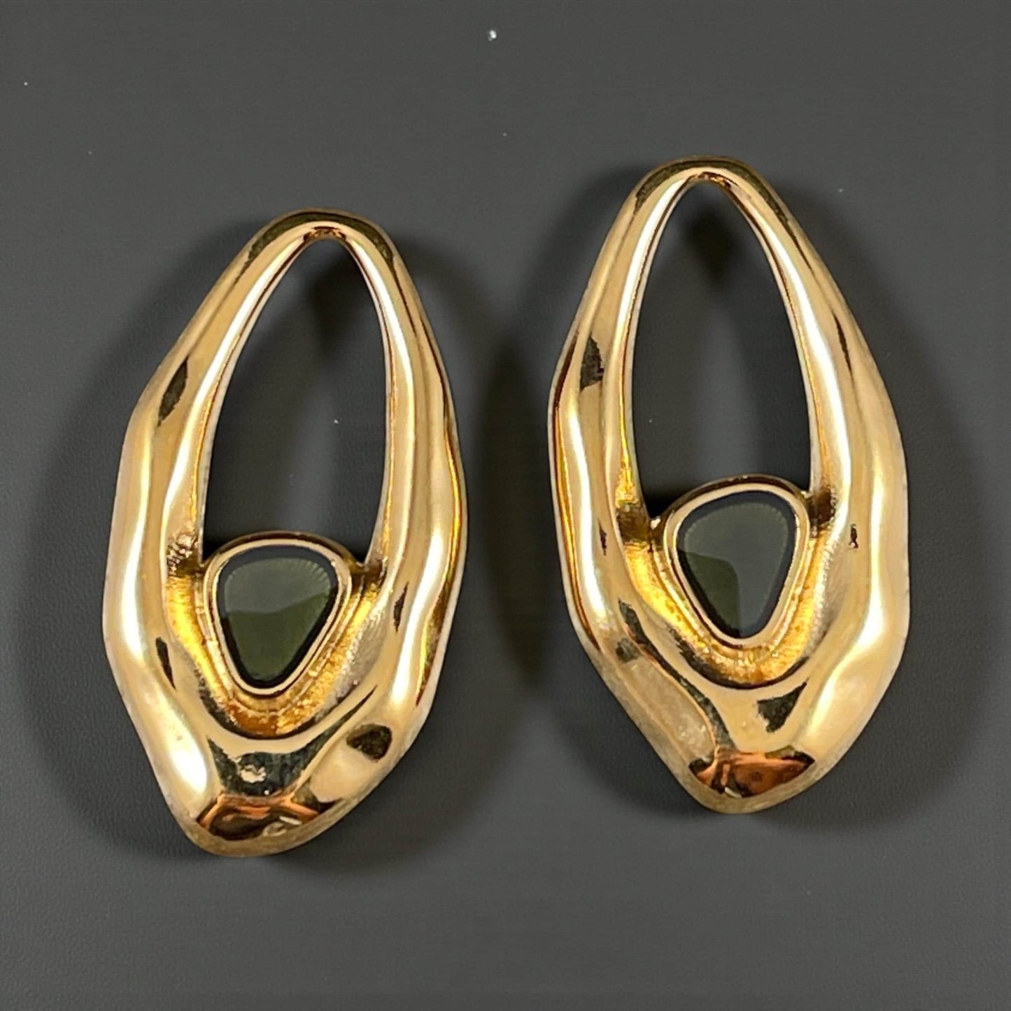 24k Gold Plated Oval Pendant with Smokey Black Enamel Accent (PF/15301-13-9222) * Qty. 2