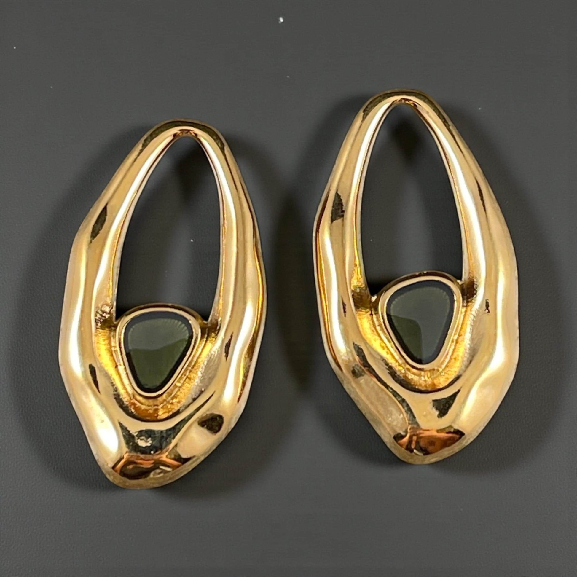 24k Gold Plated Oval Pendant with Smokey Black Enamel Accent (PF/15301-13-9222) * Qty. 2