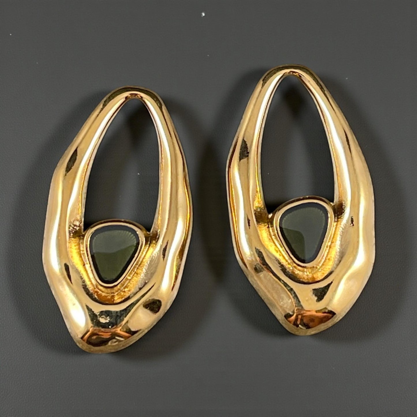 24k Gold Plated Oval Pendant with Smokey Black Enamel Accent (PF/15301-13-9222) * Qty. 2