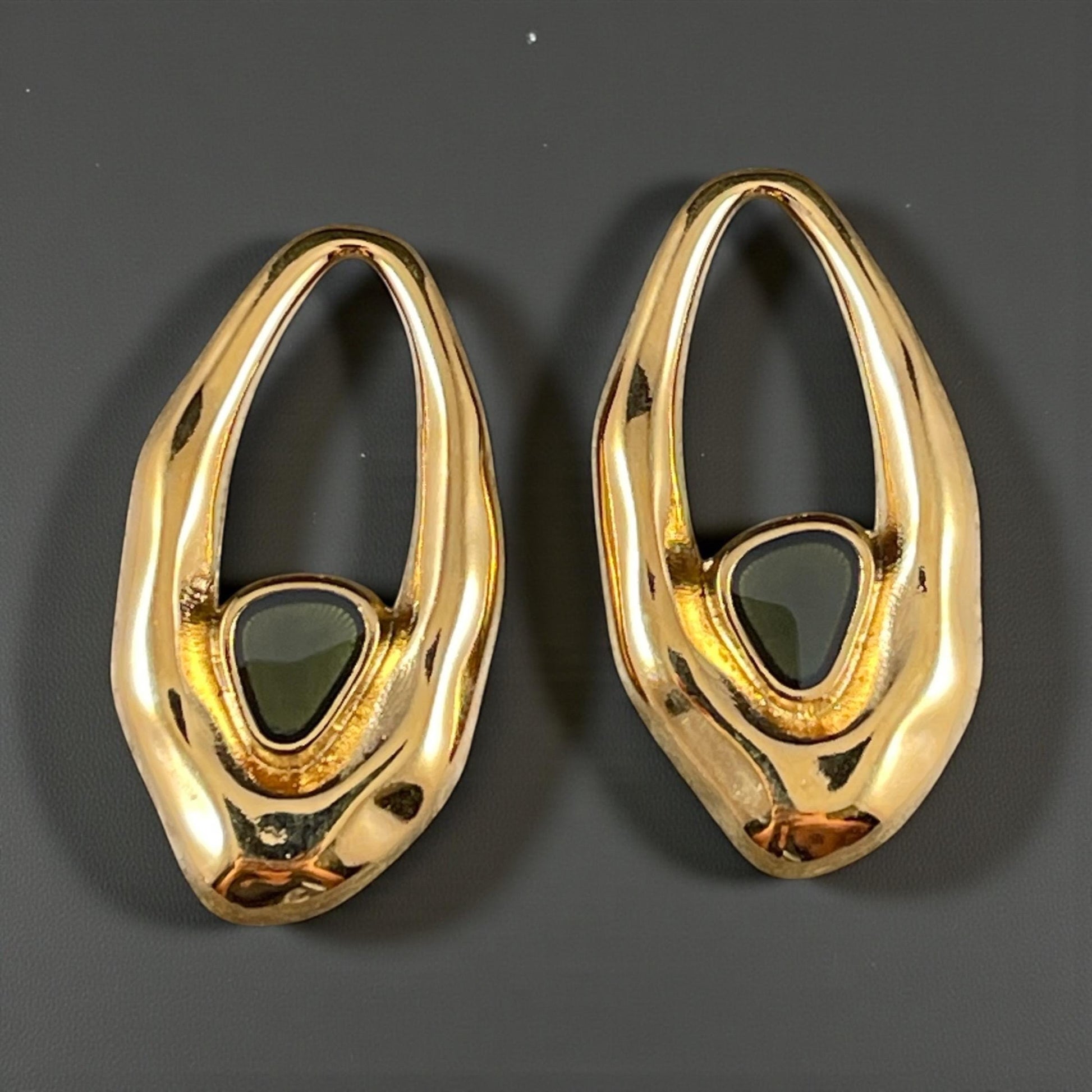 24k Gold Plated Oval Pendant with Smokey Black Enamel Accent (PF/15301-13-9222) * Qty. 2