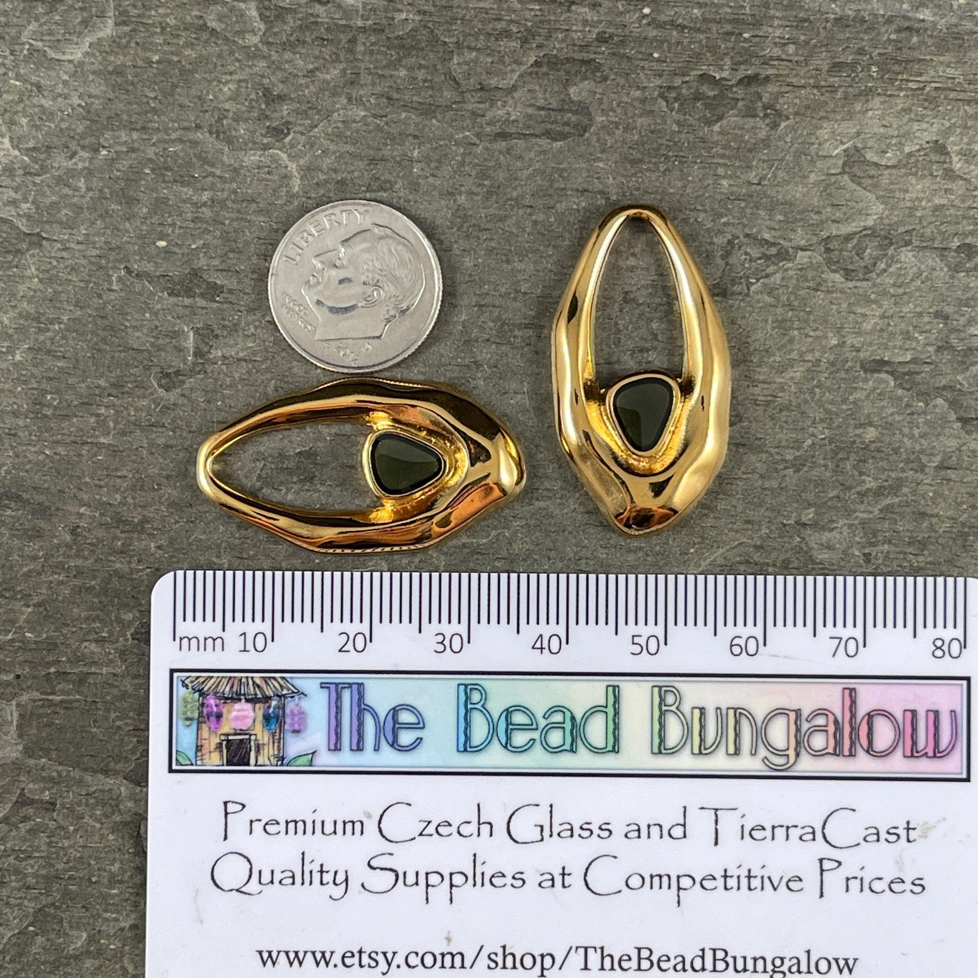 24k Gold Plated Oval Pendant with Smokey Black Enamel Accent (PF/15301-13-9222) * Qty. 2