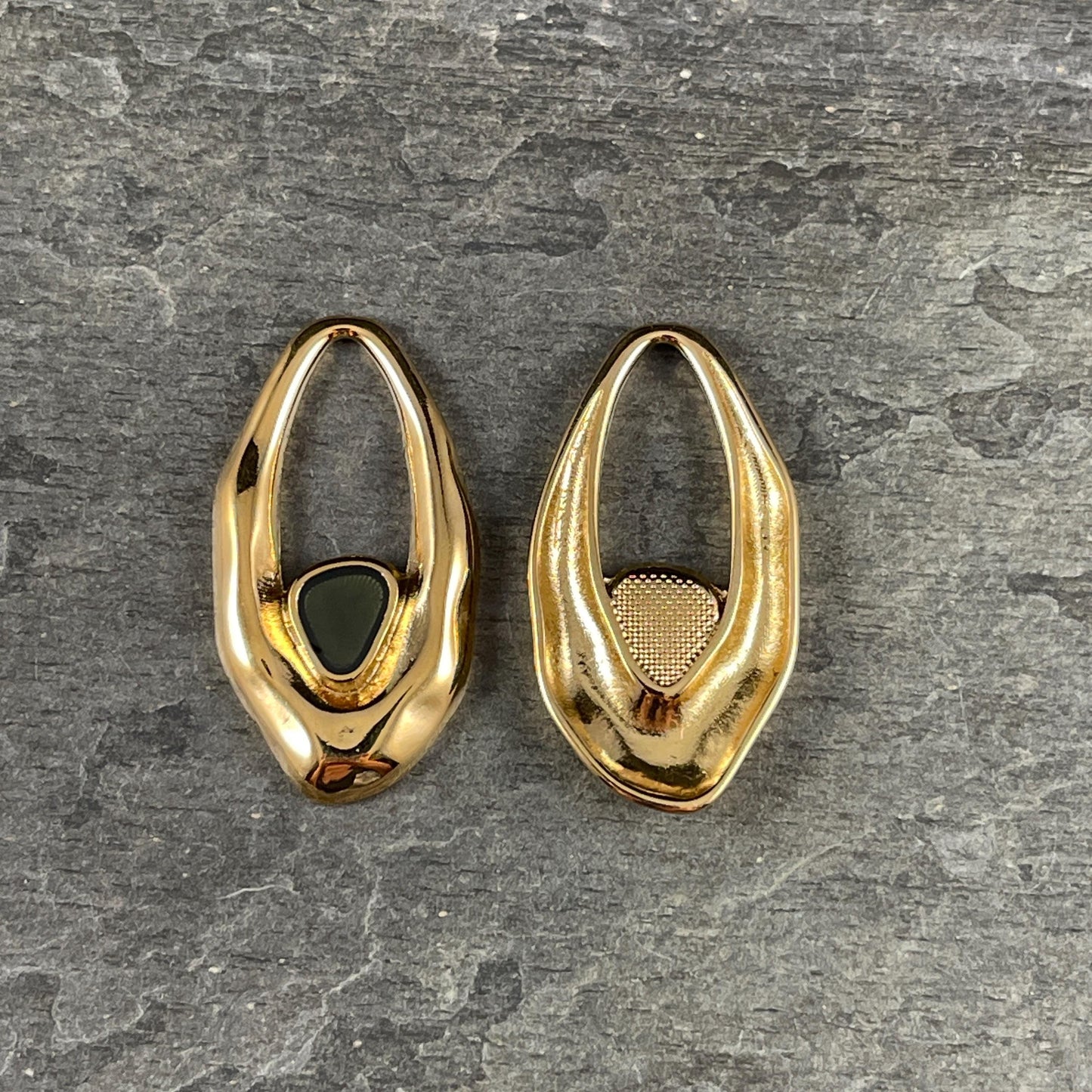 24k Gold Plated Oval Pendant with Smokey Black Enamel Accent (PF/15301-13-9222) * Qty. 2