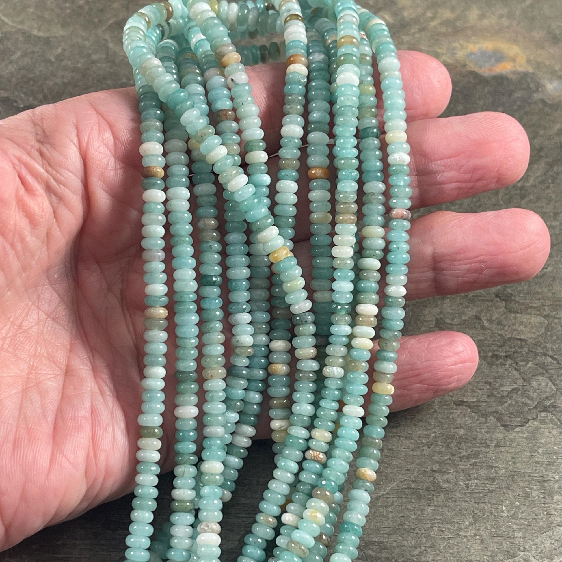 Gemstone Beads - 4x2mm Heishi Rondelle (Amazonite) * 15" strand