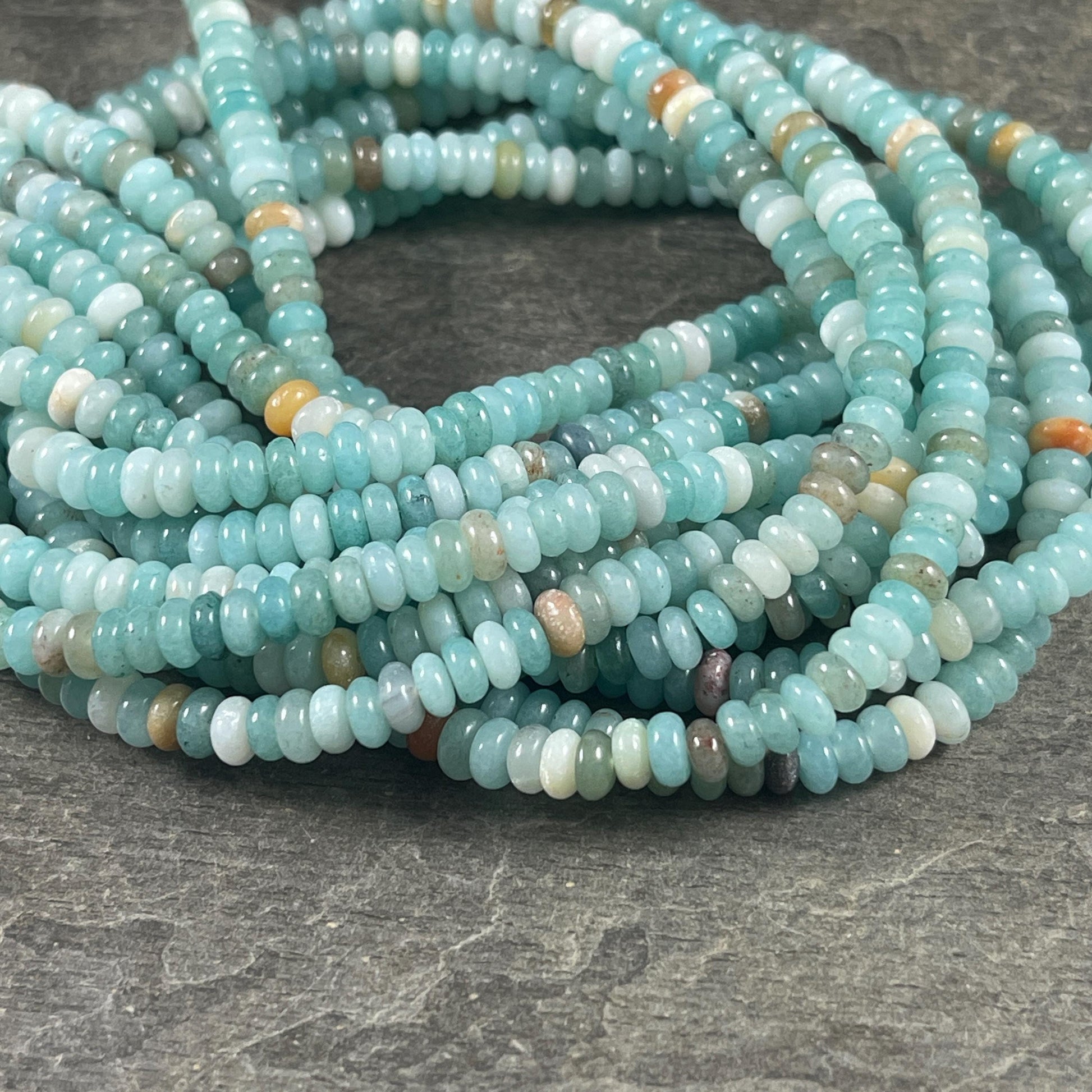 Gemstone Beads - 4x2mm Heishi Rondelle (Amazonite) * 15" strand