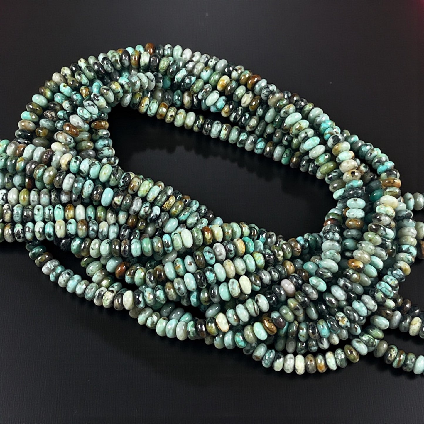 Gemstone Beads - 4x2mm Heishi Rondelle (African Turquoise) * 15" strand
