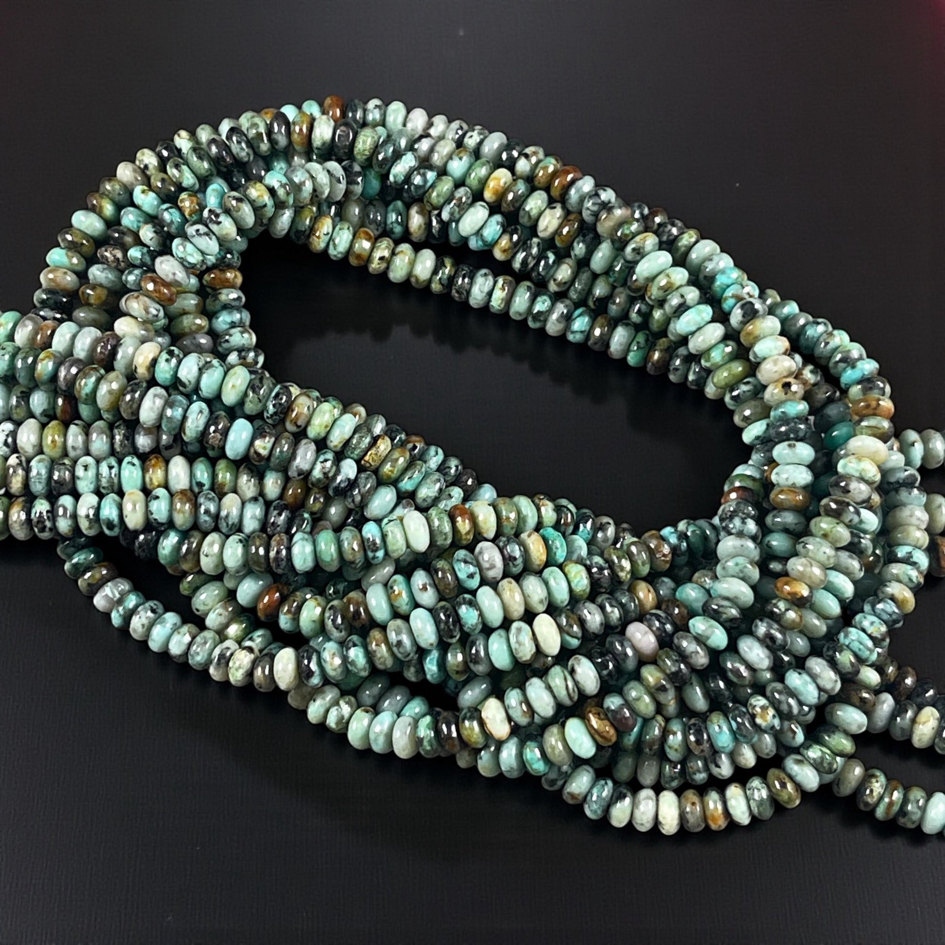 Gemstone Beads - 4x2mm Heishi Rondelle (African Turquoise) * 15" strand