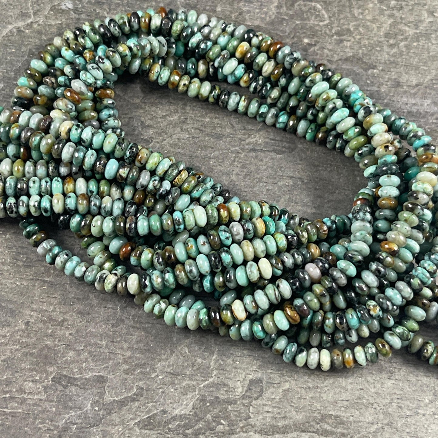 Gemstone Beads - 4x2mm Heishi Rondelle (African Turquoise) * 15" strand