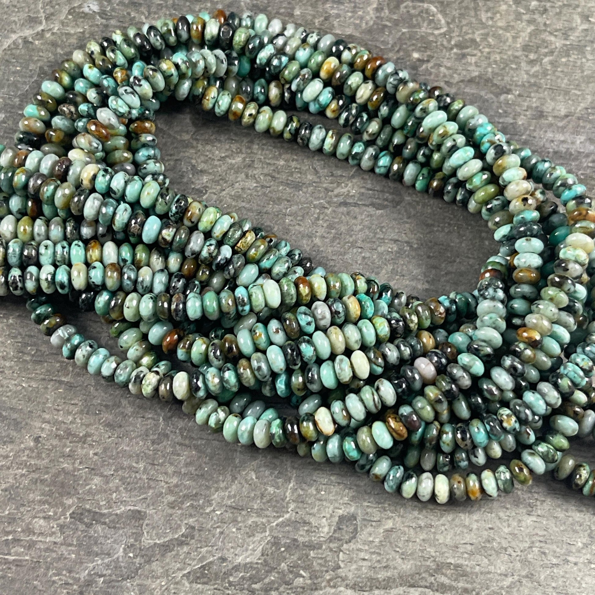 Gemstone Beads - 4x2mm Heishi Rondelle (African Turquoise) * 15" strand