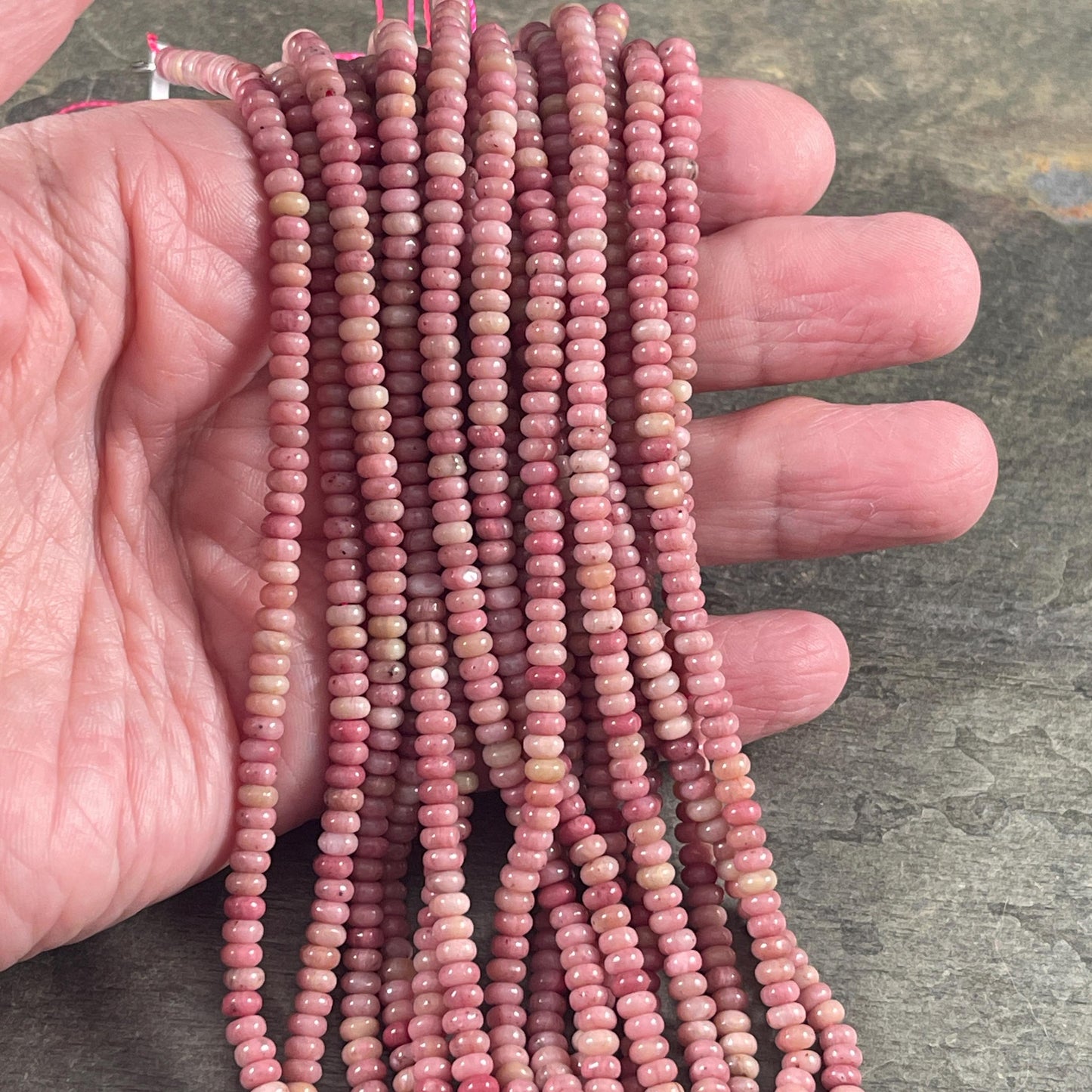 Gemstone Beads - 4x2mm Heishi Rondelle (Rhodonite) * 15" strand
