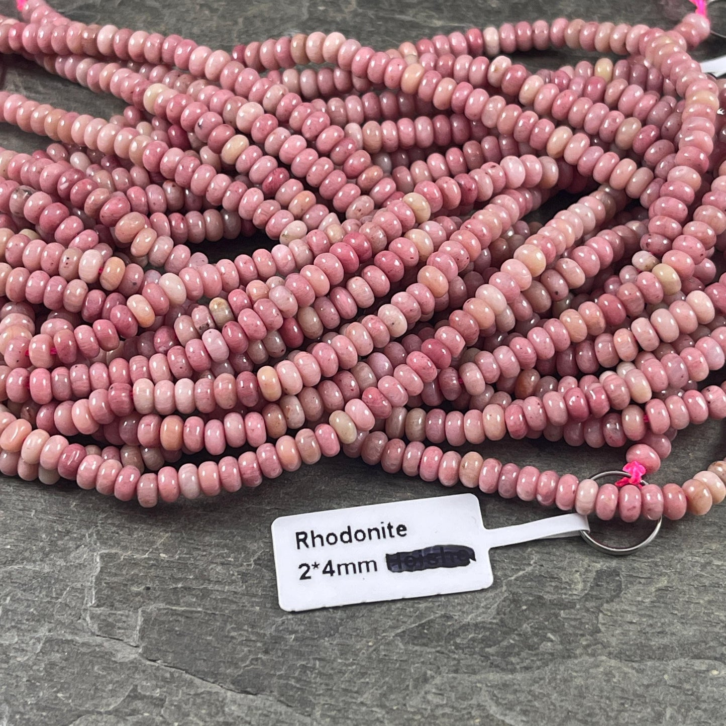 Gemstone Beads - 4x2mm Heishi Rondelle (Rhodonite) * 15" strand