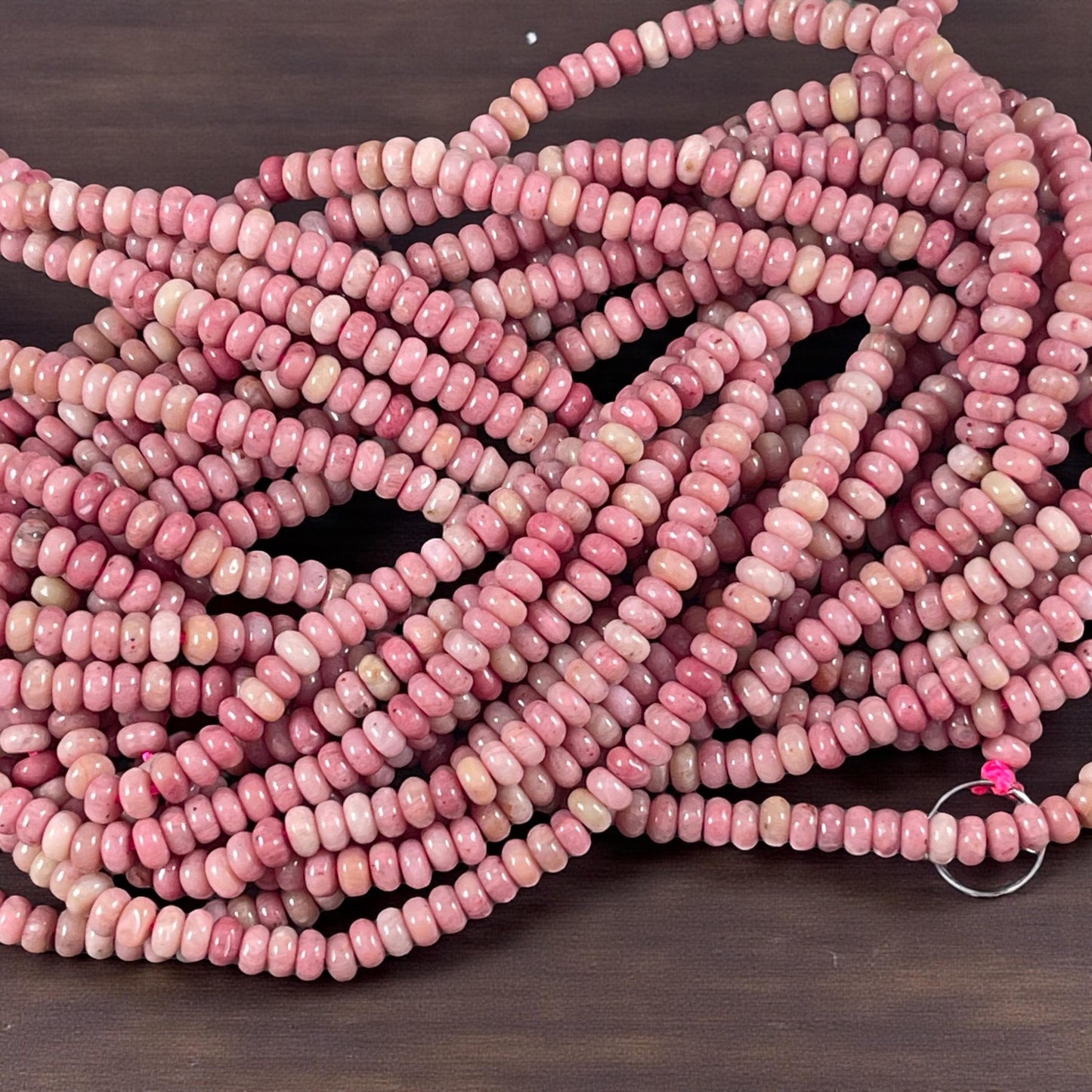 Gemstone Beads - 4x2mm Heishi Rondelle (Rhodonite) * 15" strand