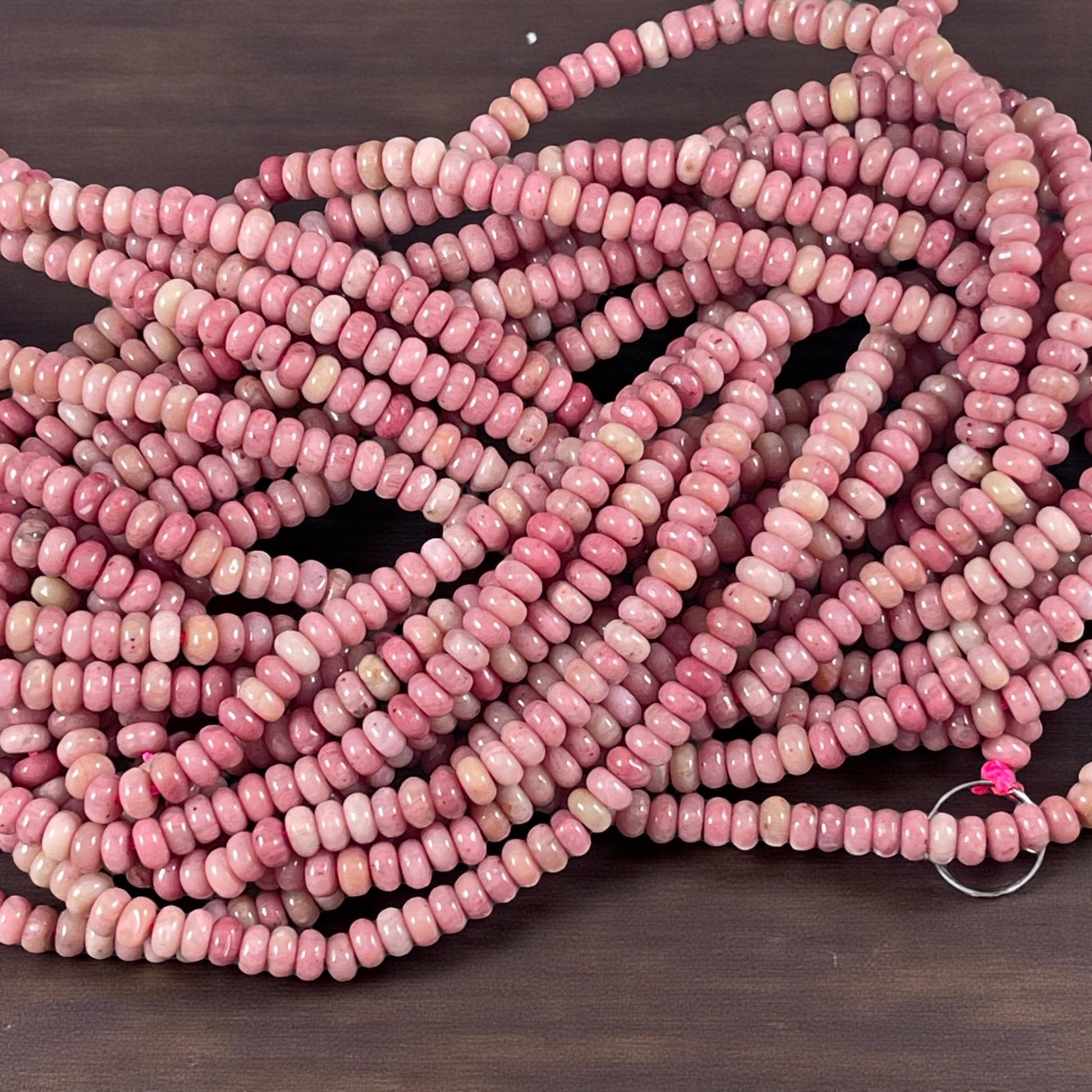 Gemstone Beads - 4x2mm Heishi Rondelle (Rhodonite) * 15" strand