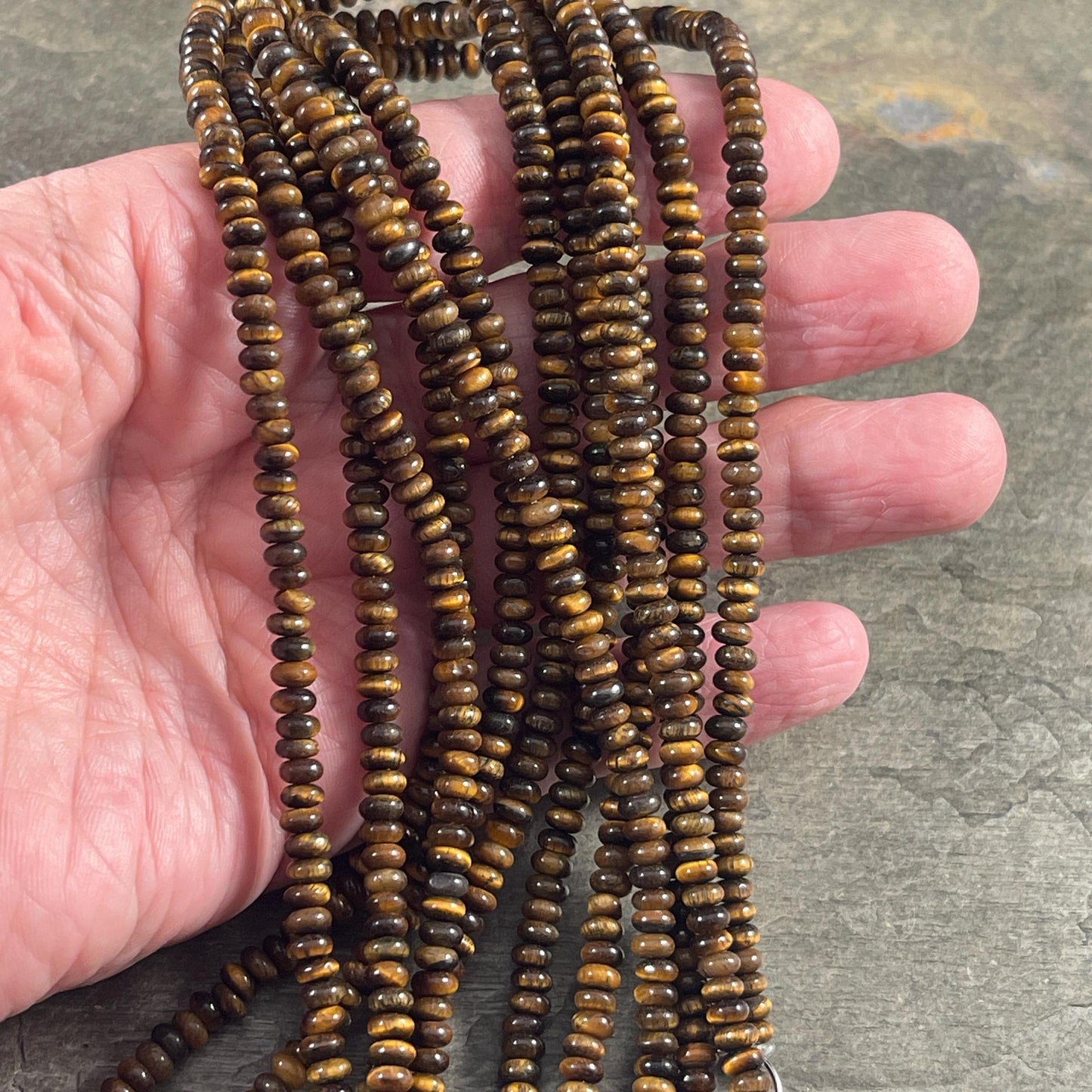 Gemstone Beads - 4x2mm Heishi Rondelle (Tiger Eye) * 15" strand