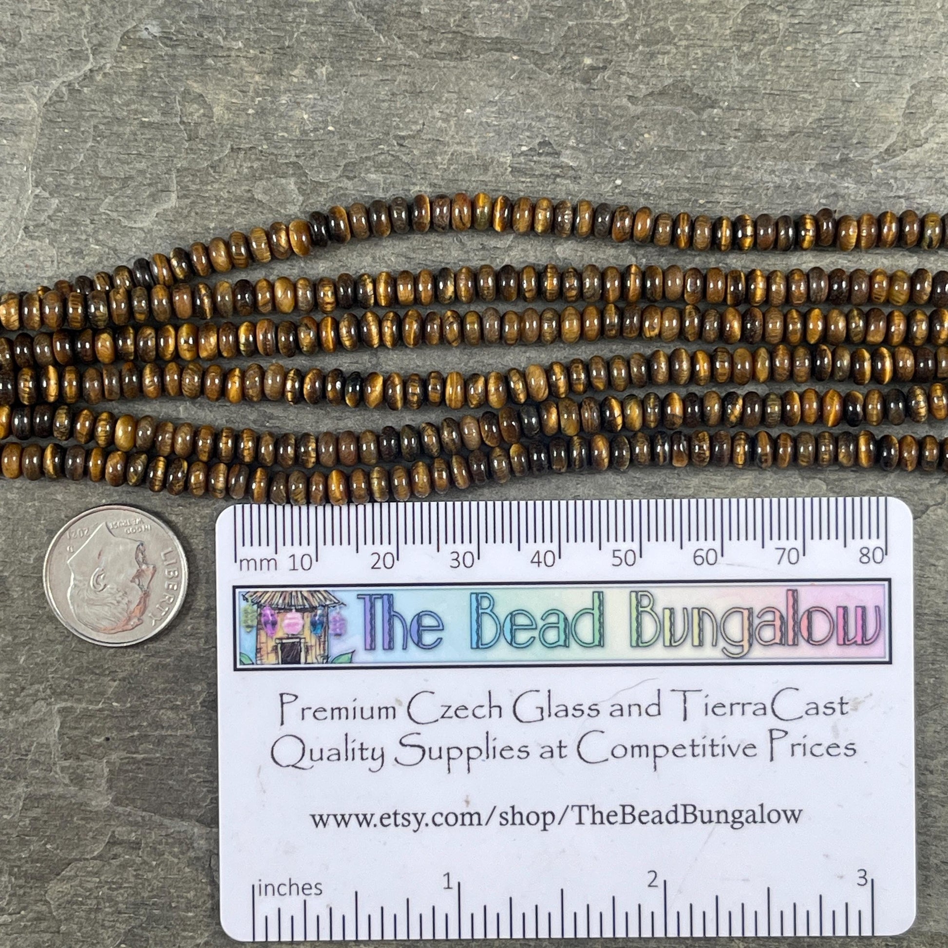 Gemstone Beads - 4x2mm Heishi Rondelle (Tiger Eye) * 15" strand