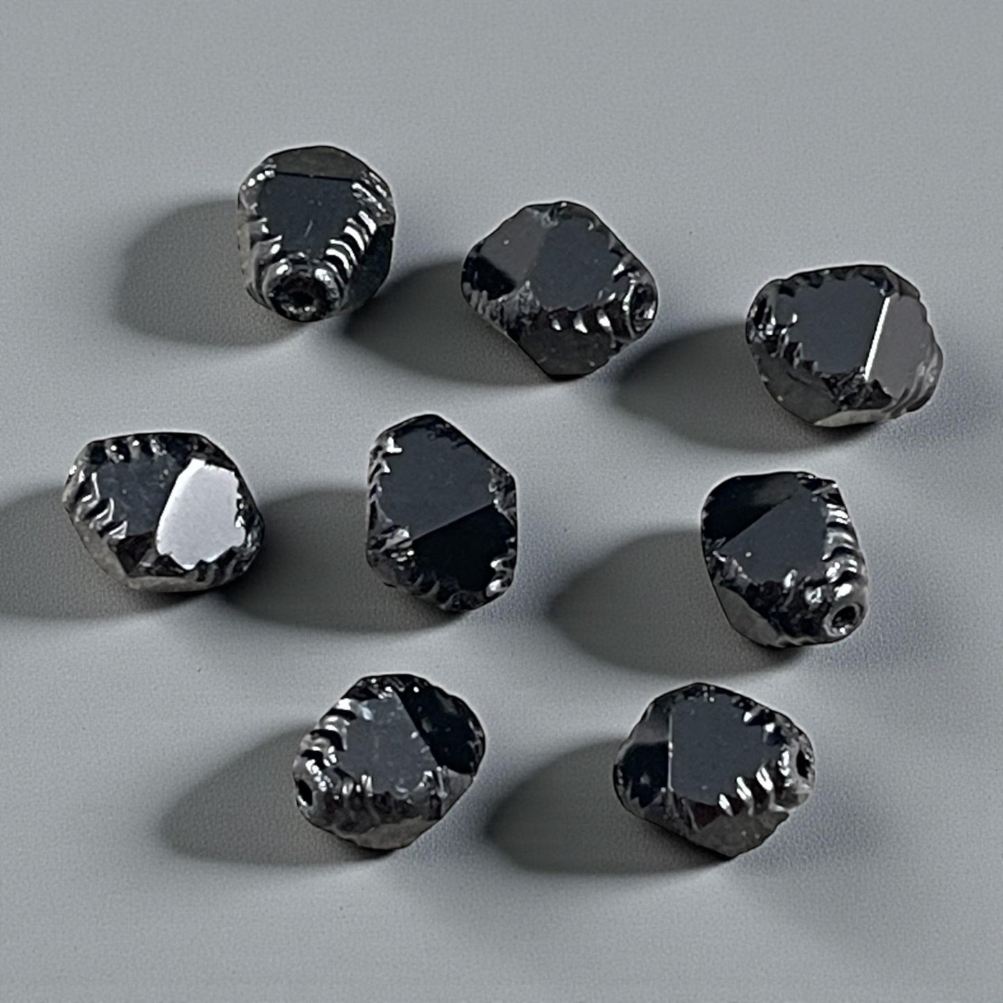 Czech Glass - 10x8mm Faceted Black Bicone Beads (BIF/N-0731B) * Qty. 15
