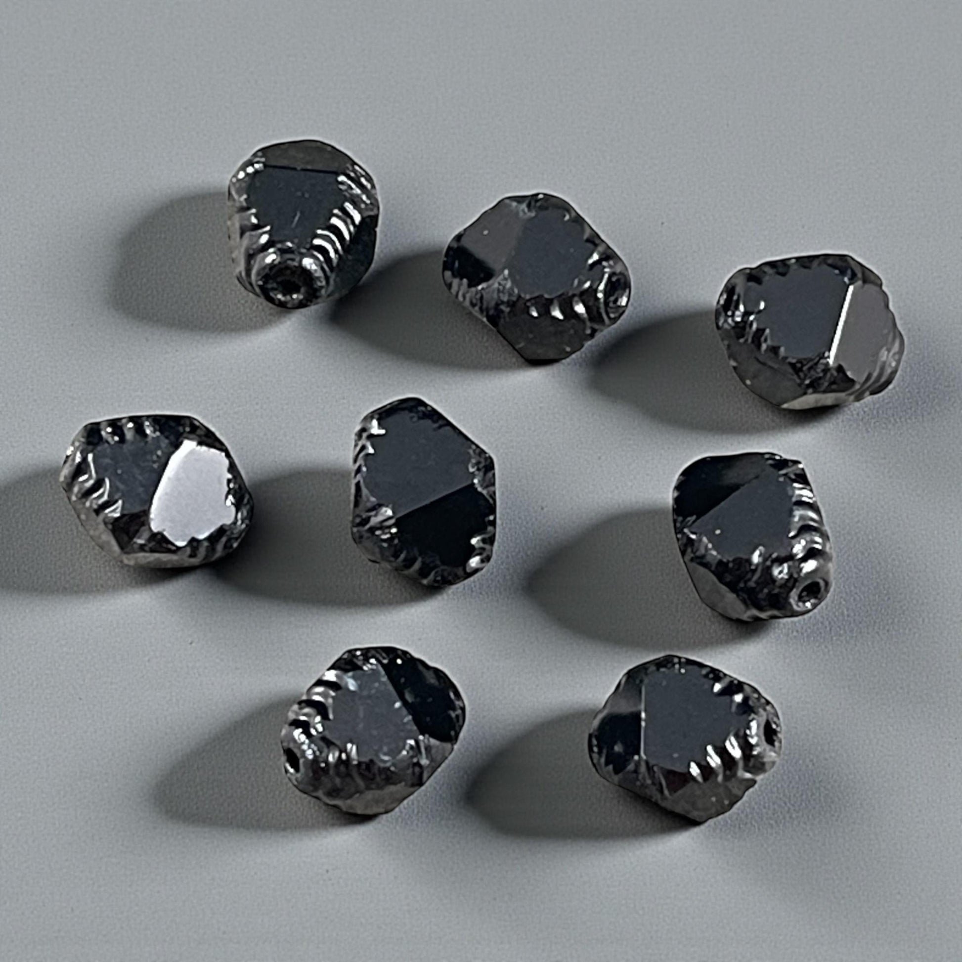 Czech Glass - 10x8mm Faceted Black Bicone Beads (BIF/N-0731B) * Qty. 15