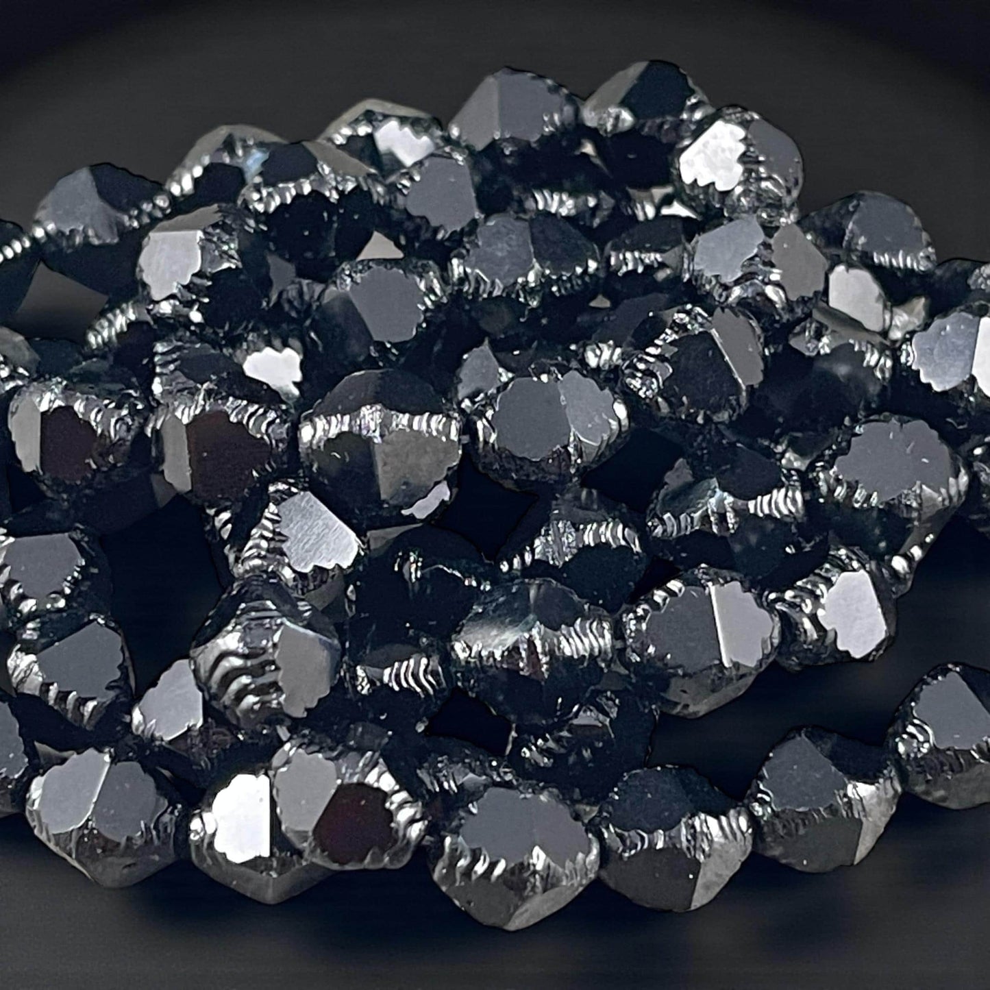Czech Glass - 10x8mm Faceted Black Bicone Beads (BIF/N-0731B) * Qty. 15