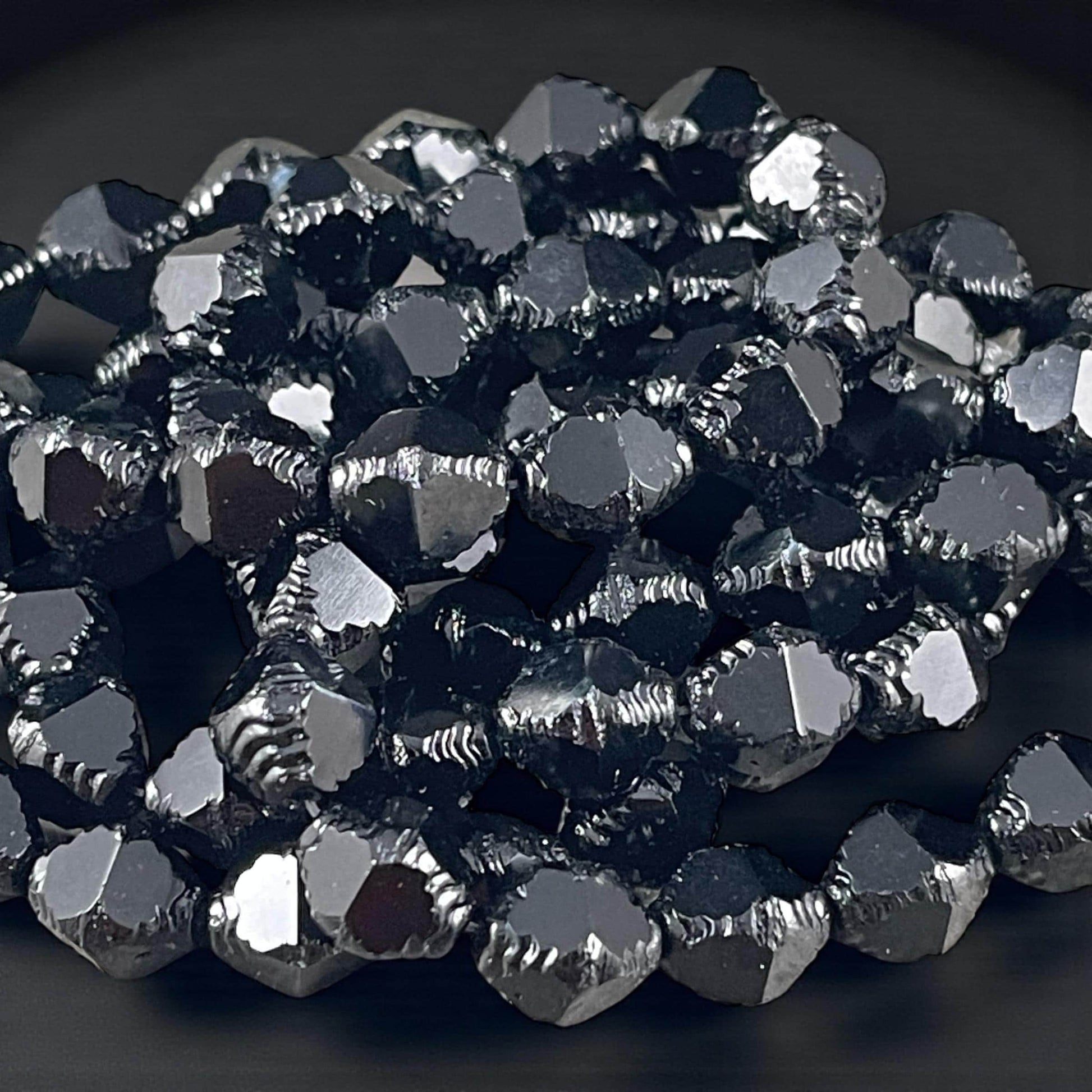 Czech Glass - 10x8mm Faceted Black Bicone Beads (BIF/N-0731B) * Qty. 15