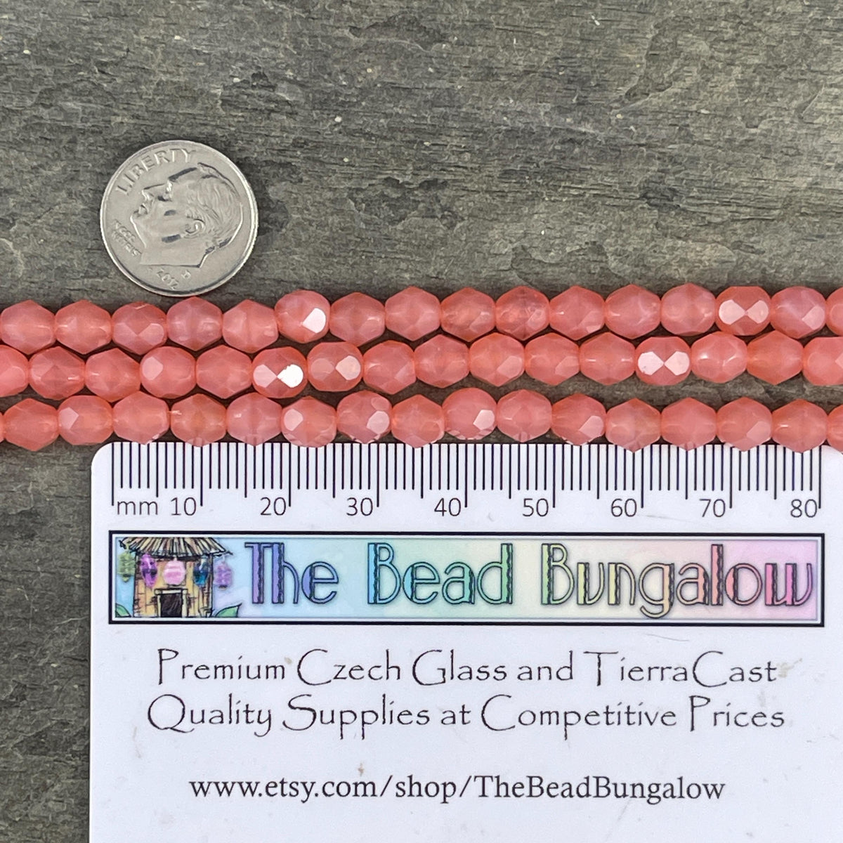 Milky Pink Czech Glass Beads, 6mm Faceted Round Beads - Carnation Pink Glass Beads (FP6/SM-71010) * Qty 25