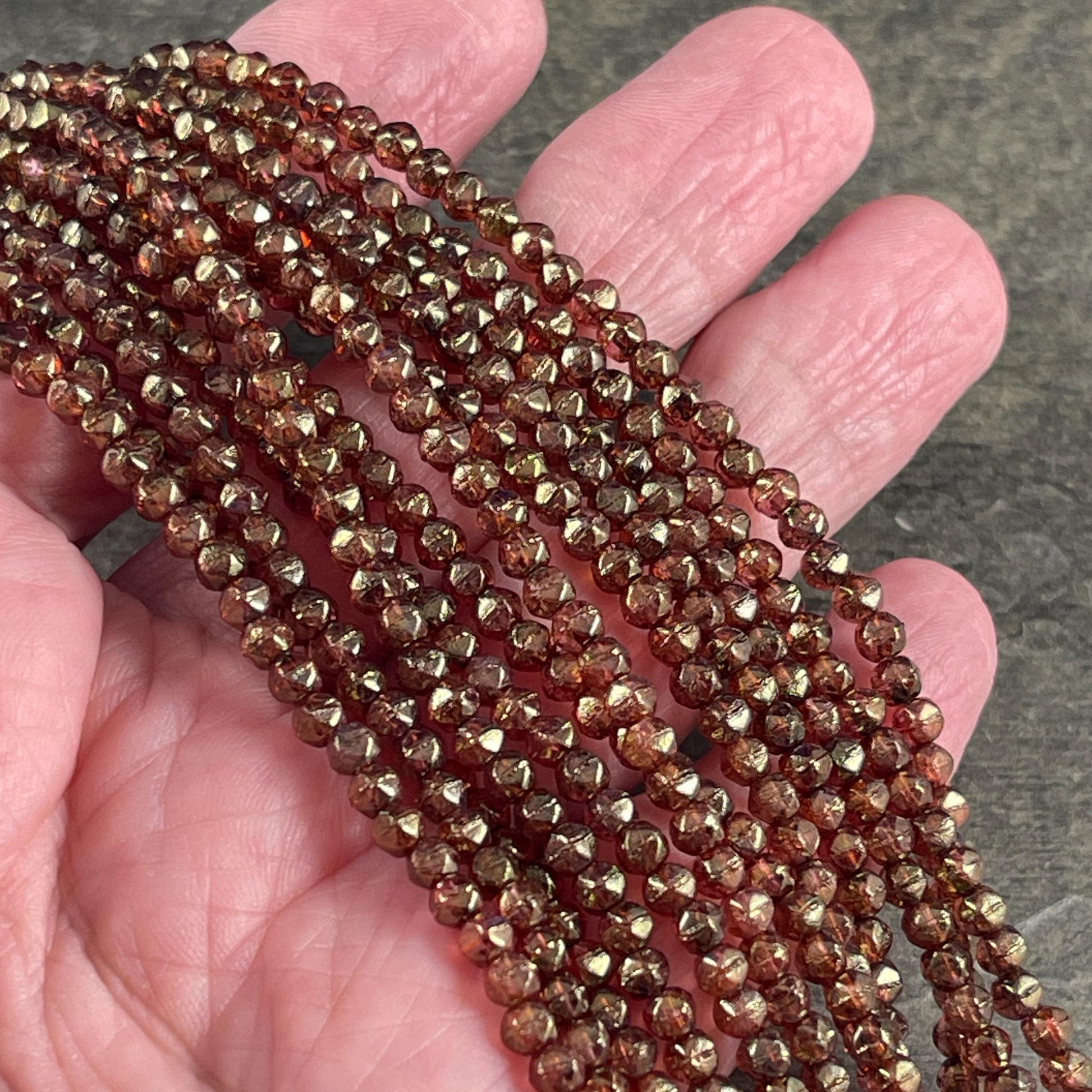 Czech Beads - 3mm English Cut Faceted Cube Beads, Golden Topaz Luster (EC/SM-65491) * Qty. 50