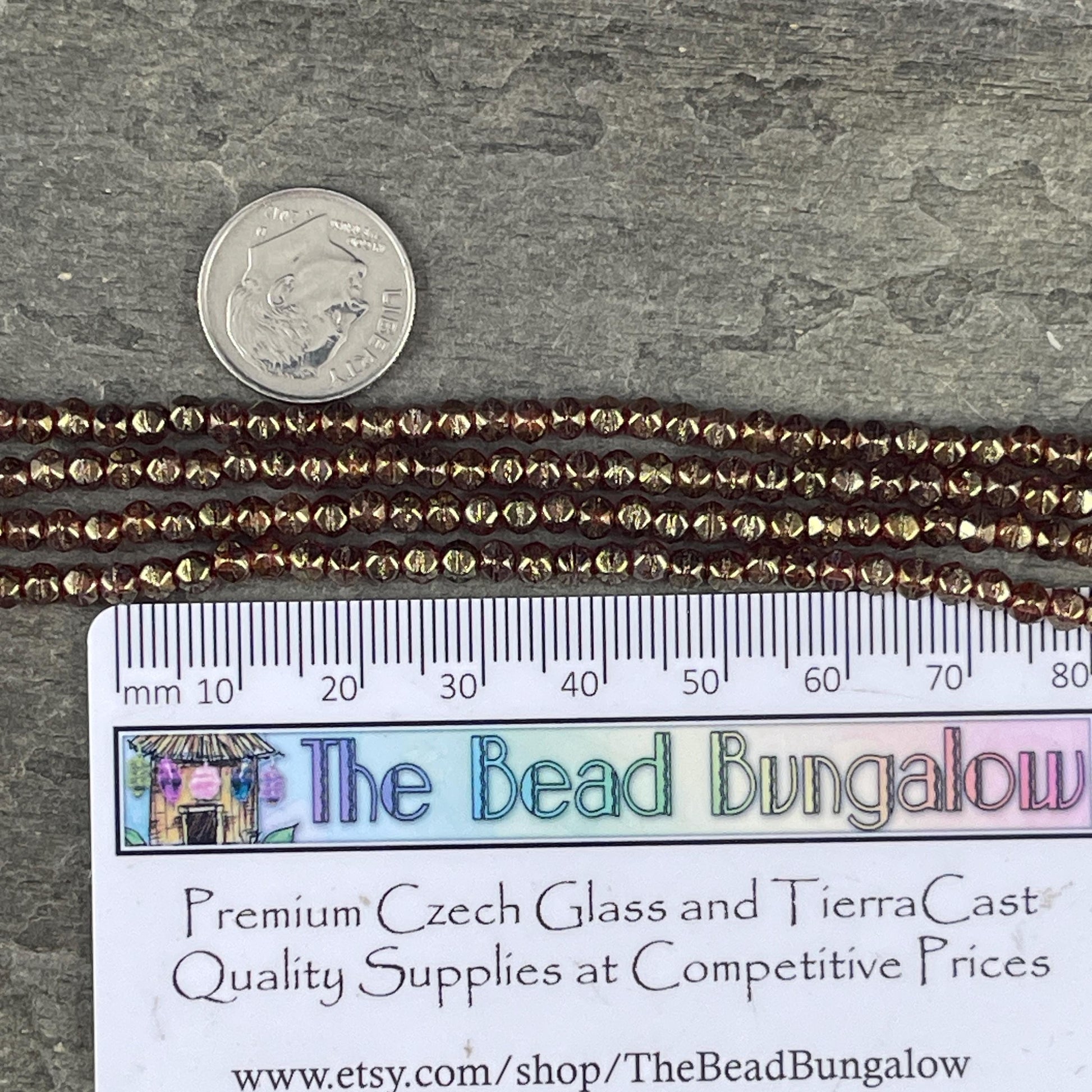 Czech Beads - 3mm English Cut Faceted Cube Beads, Golden Topaz Luster (EC/SM-65491) * Qty. 50