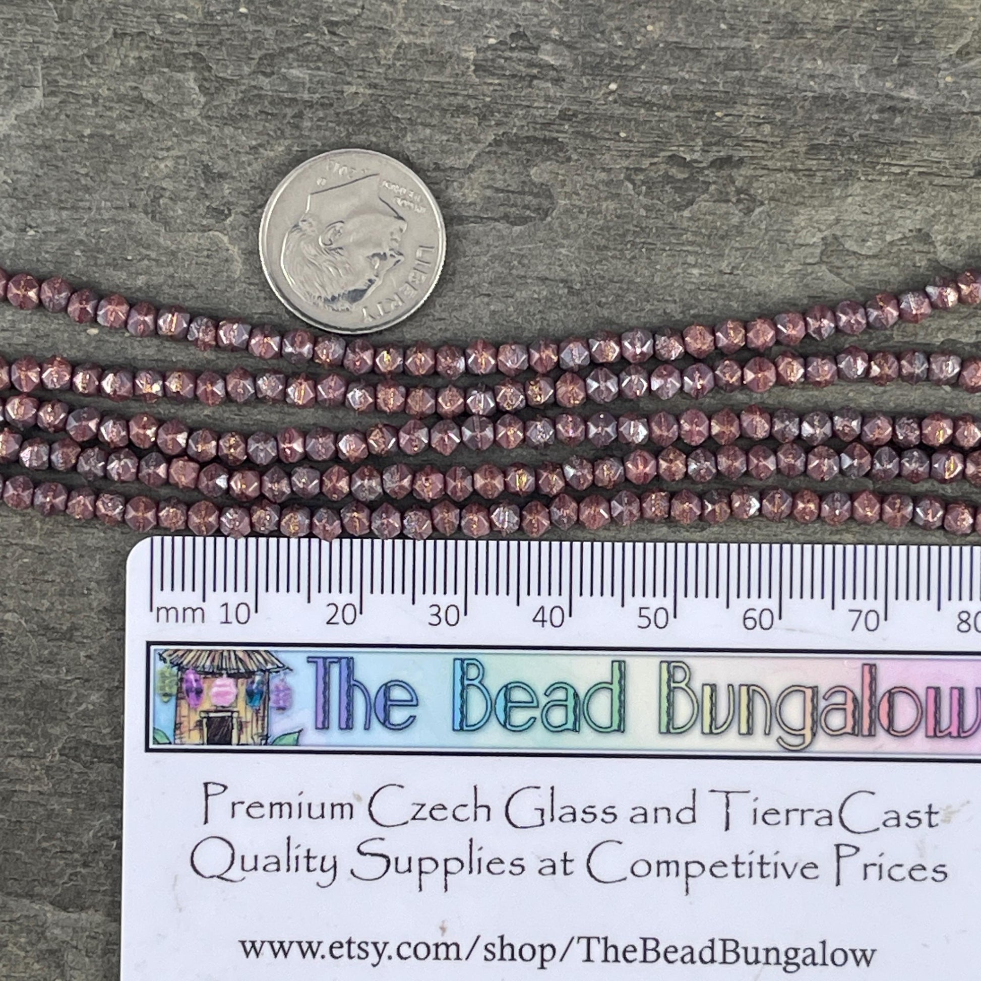 Czech Beads - 3mm English Cut Faceted Cube, Oxidized Bronzed Berry (EC/SM-15764) * Qty. 50