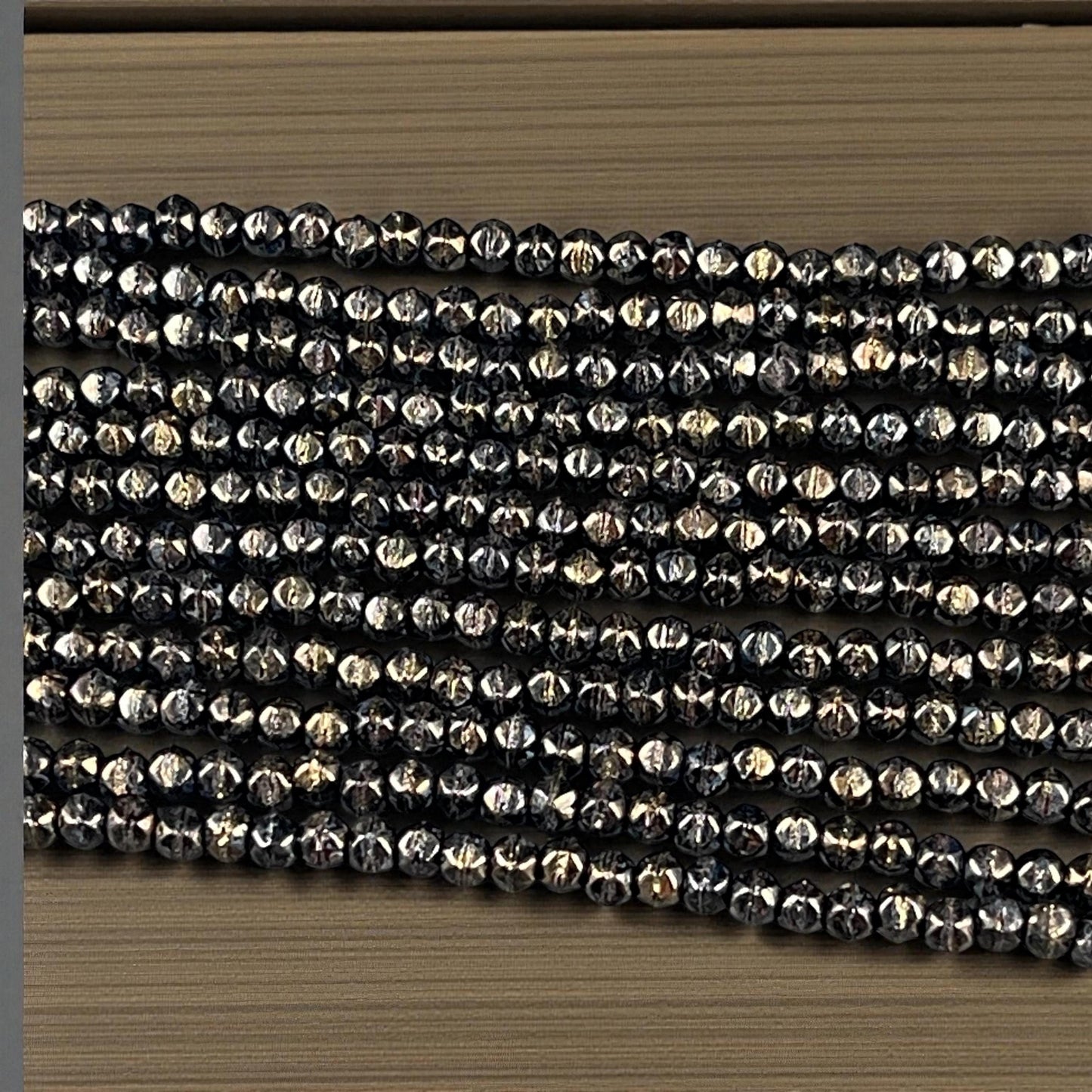 Czech Beads - 3mm English Cut Faceted Cube, Black with Bronze Picasso (EC/SM-BT2398) * Qty. 50