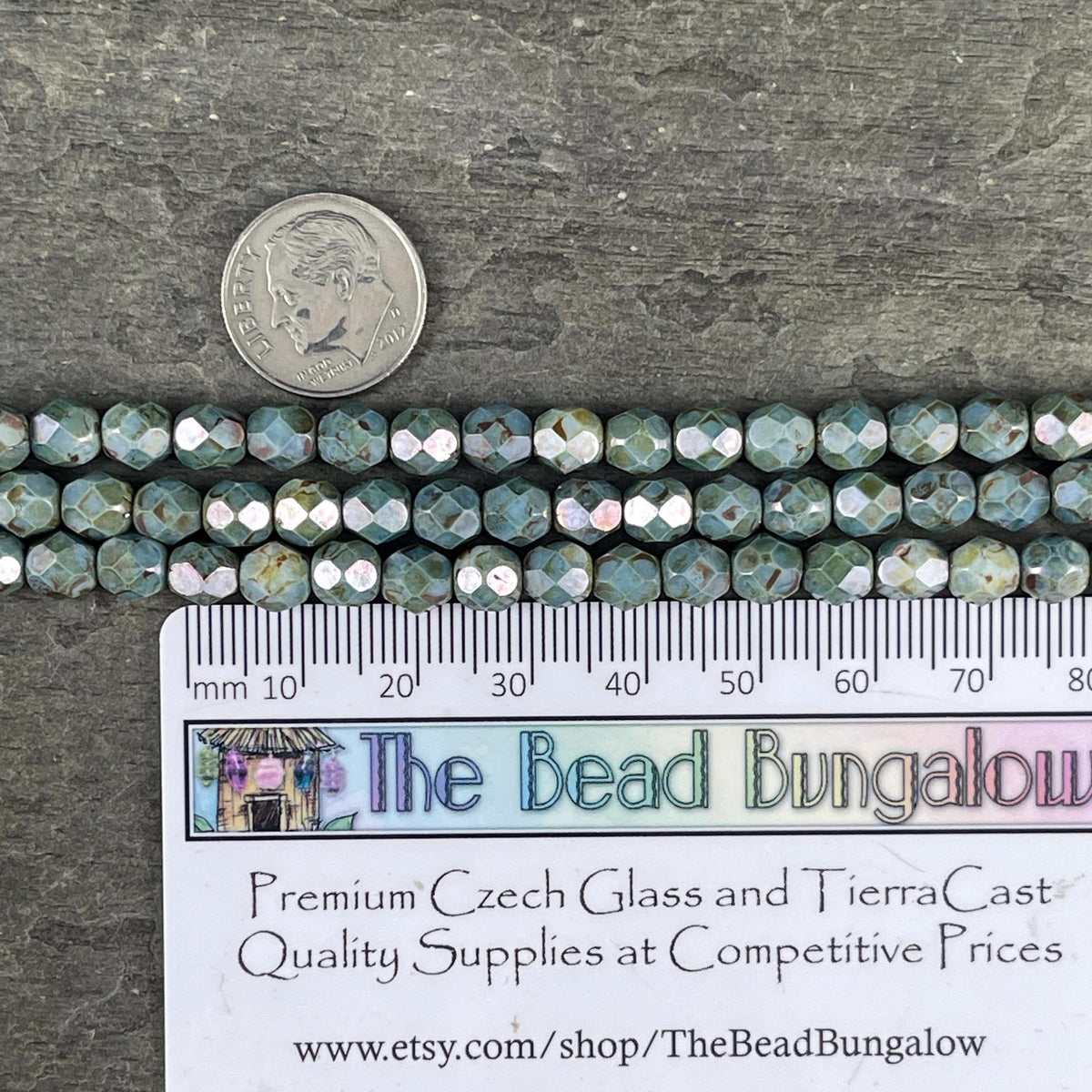 Czech Beads - 6mm Faceted Round Blue Green Blended Picasso Beads (FP6/SM-P65431c) * Qty. 25